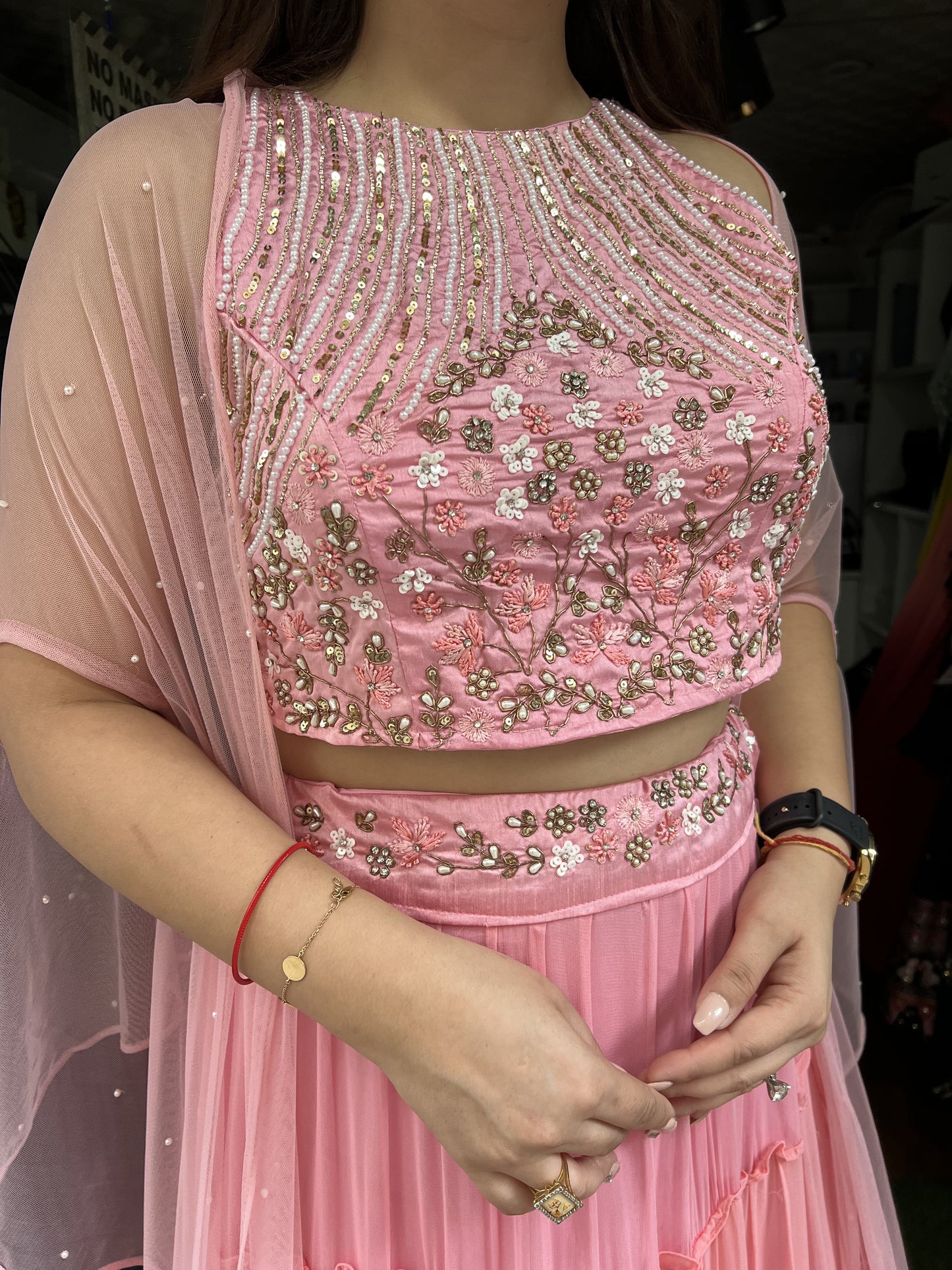 Shades Of Pink Lahenga With Cape
