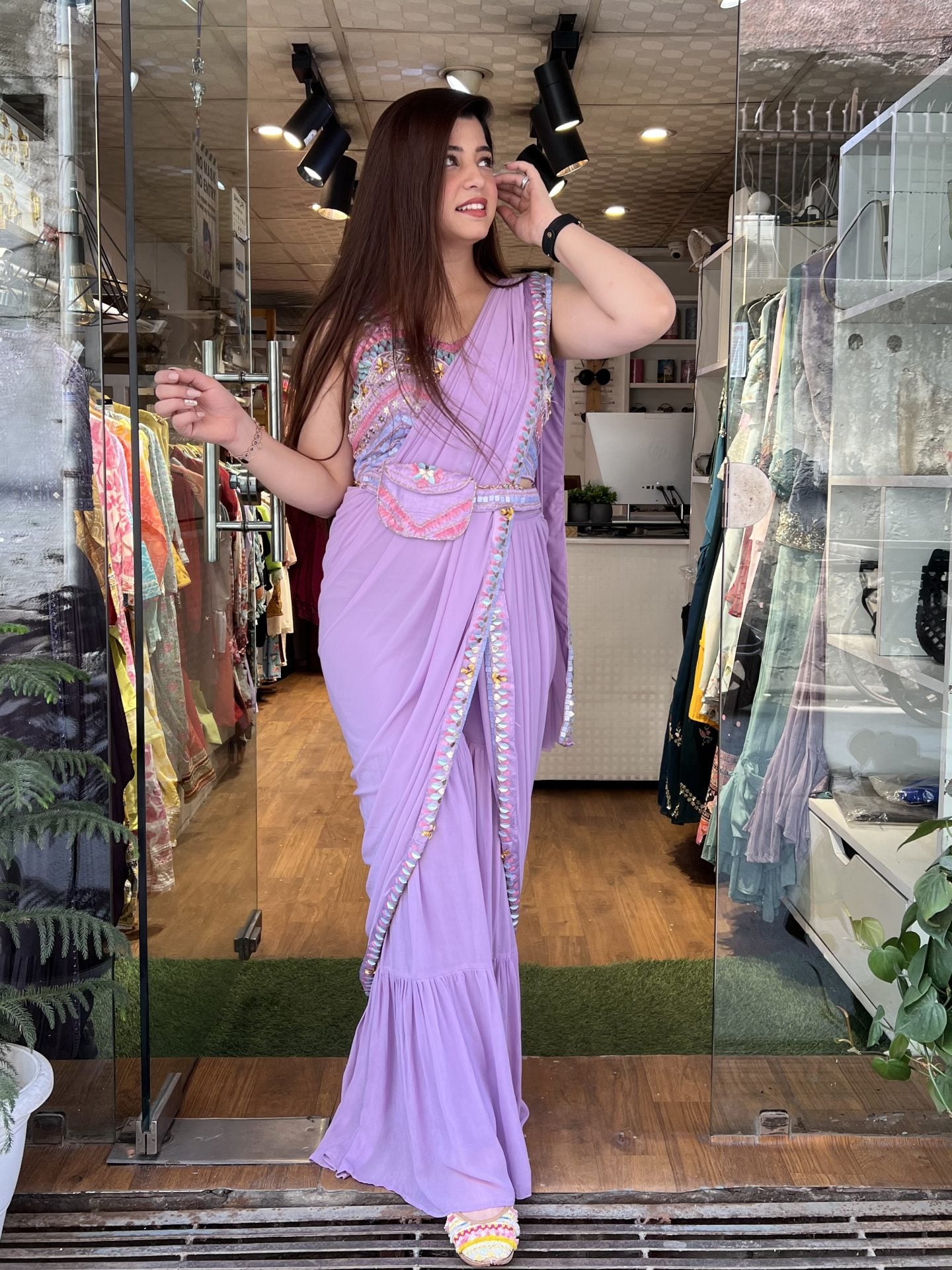 Mukti Embriodered Drape Saree With Sharara