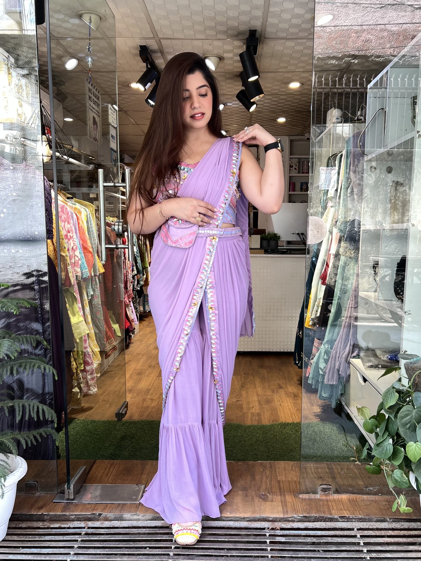 Mukti Embriodered Drape Saree With Sharara