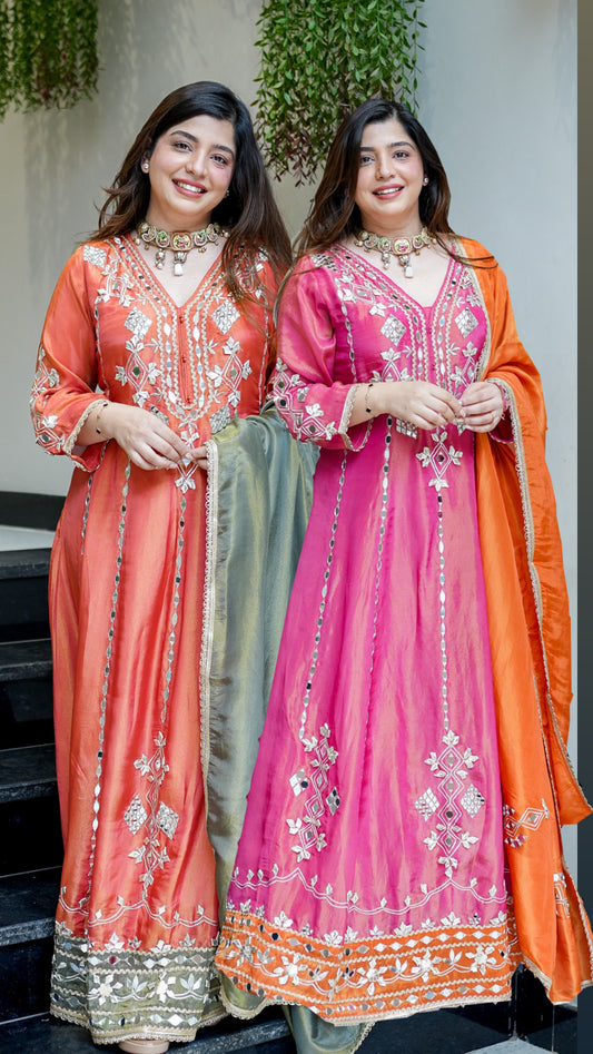 Taara Gotta And Mirror Detailing Anarkali