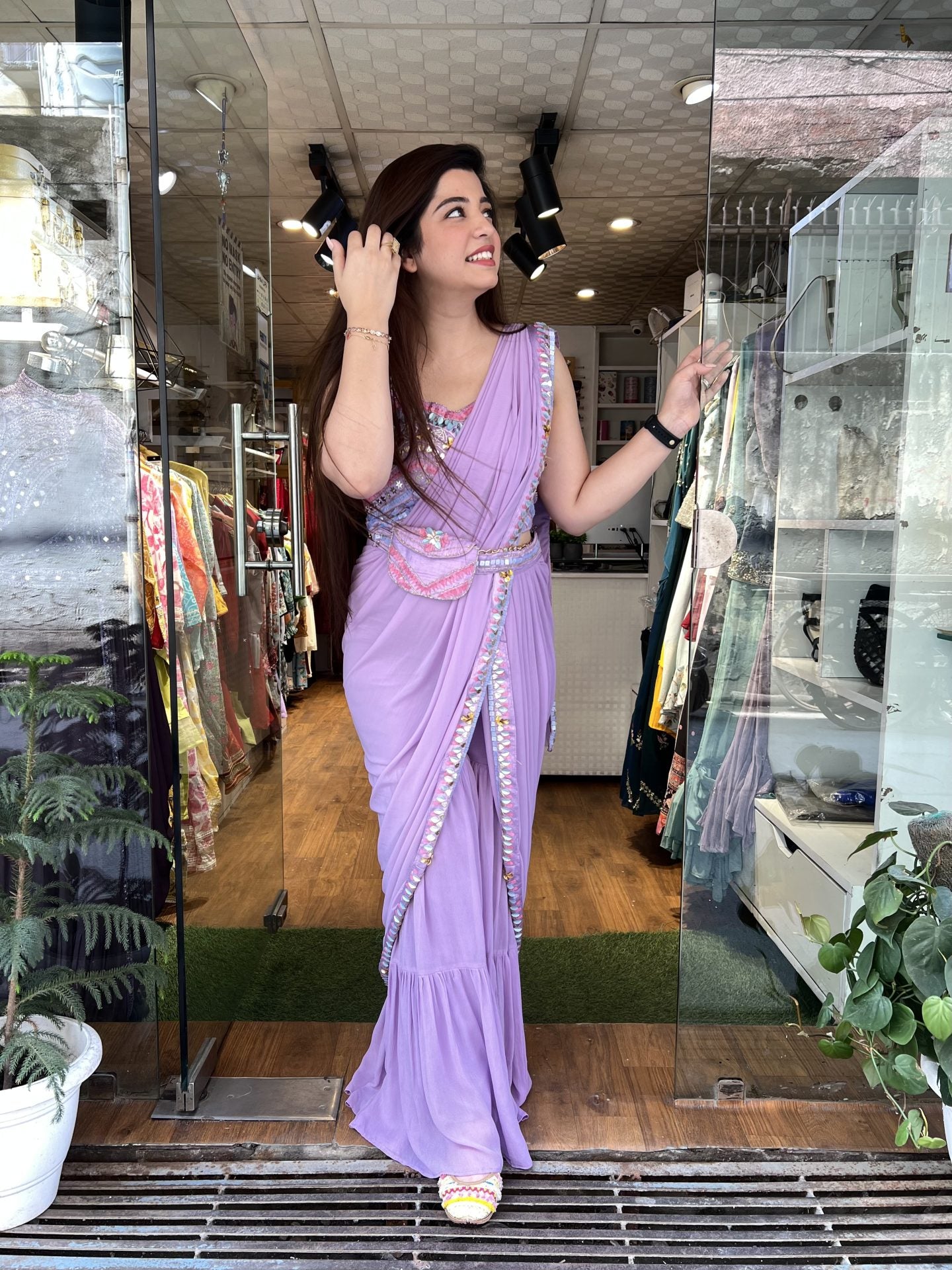 Mukti Embriodered Drape Saree With Sharara