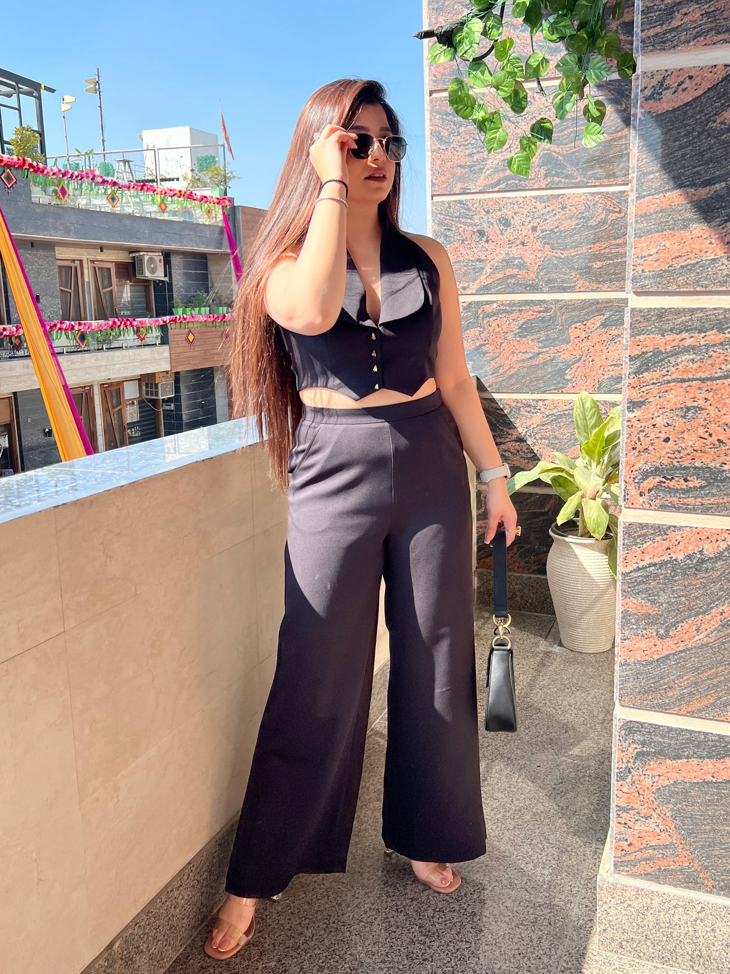 Daisy Black Vest Top Cordset