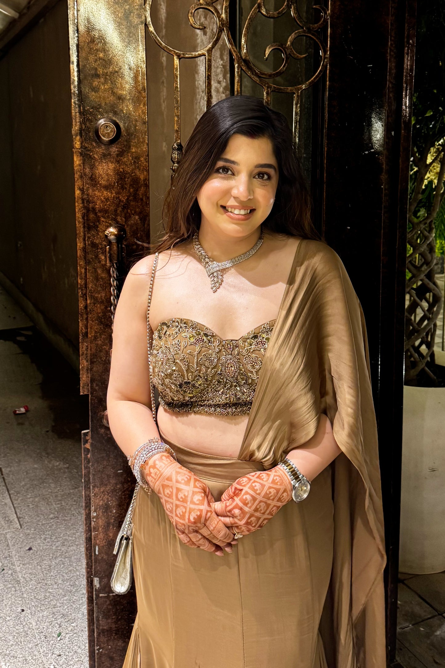 Vinci Golden Tube Drape Saree