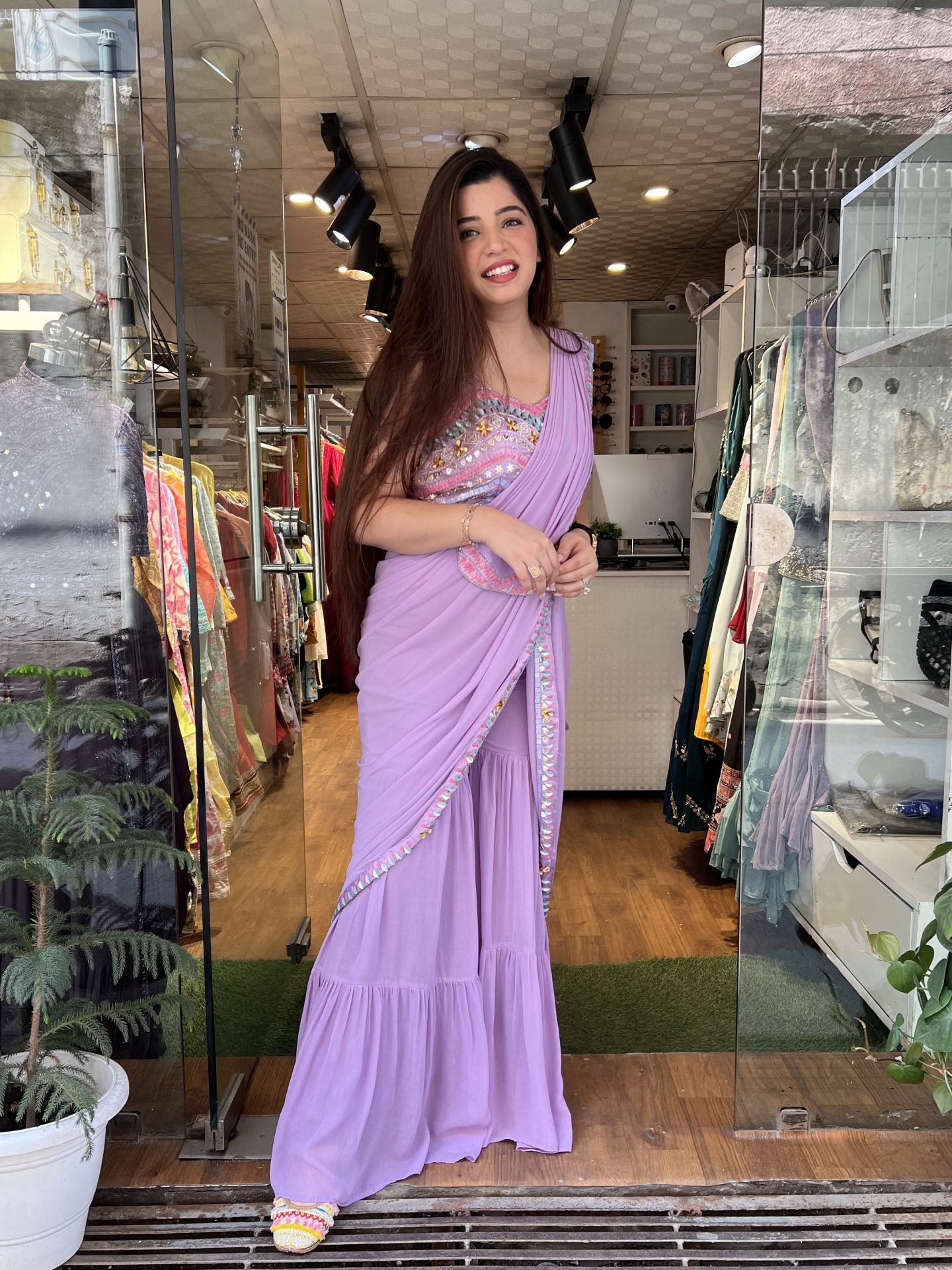 Mukti Embriodered Drape Saree With Sharara