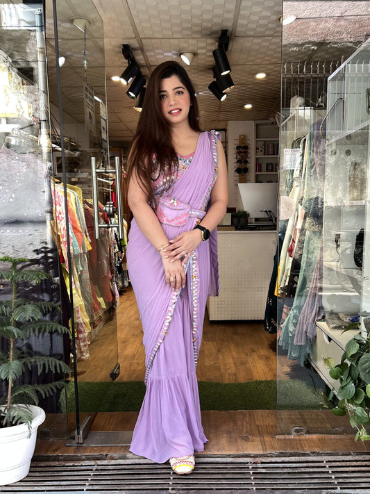 Mukti Embriodered Drape Saree With Sharara