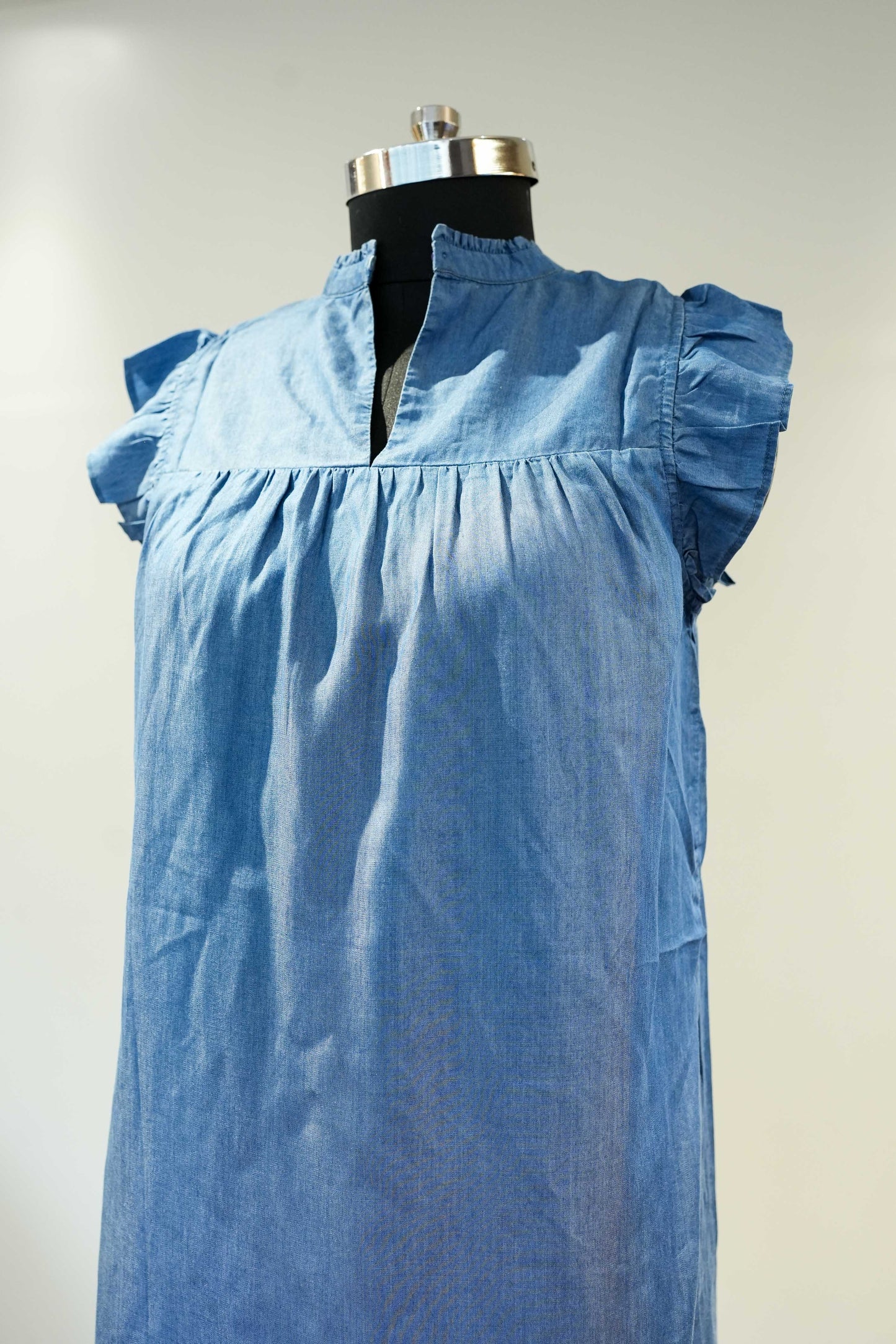 Frill Sleeves Denim Style Dress