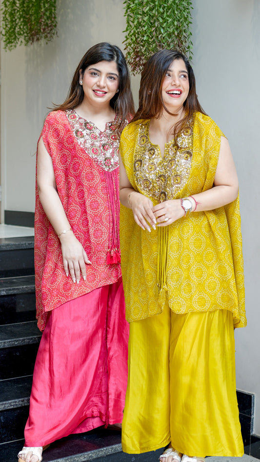 Hania Bandhani Print Cordset With Embroidery Detailing