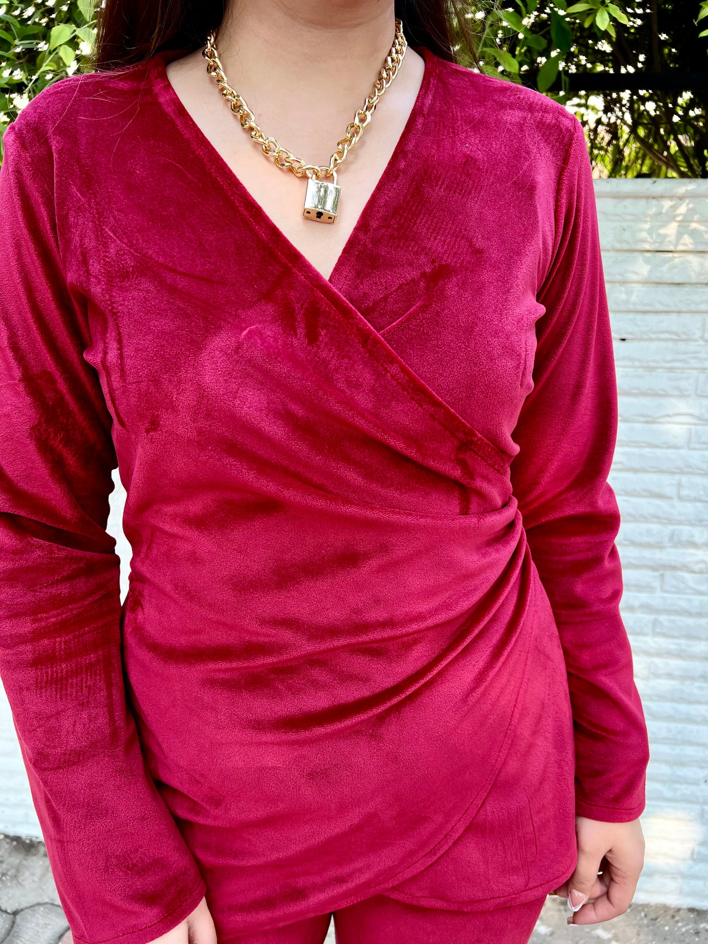 Noor Red Velvet Cordset