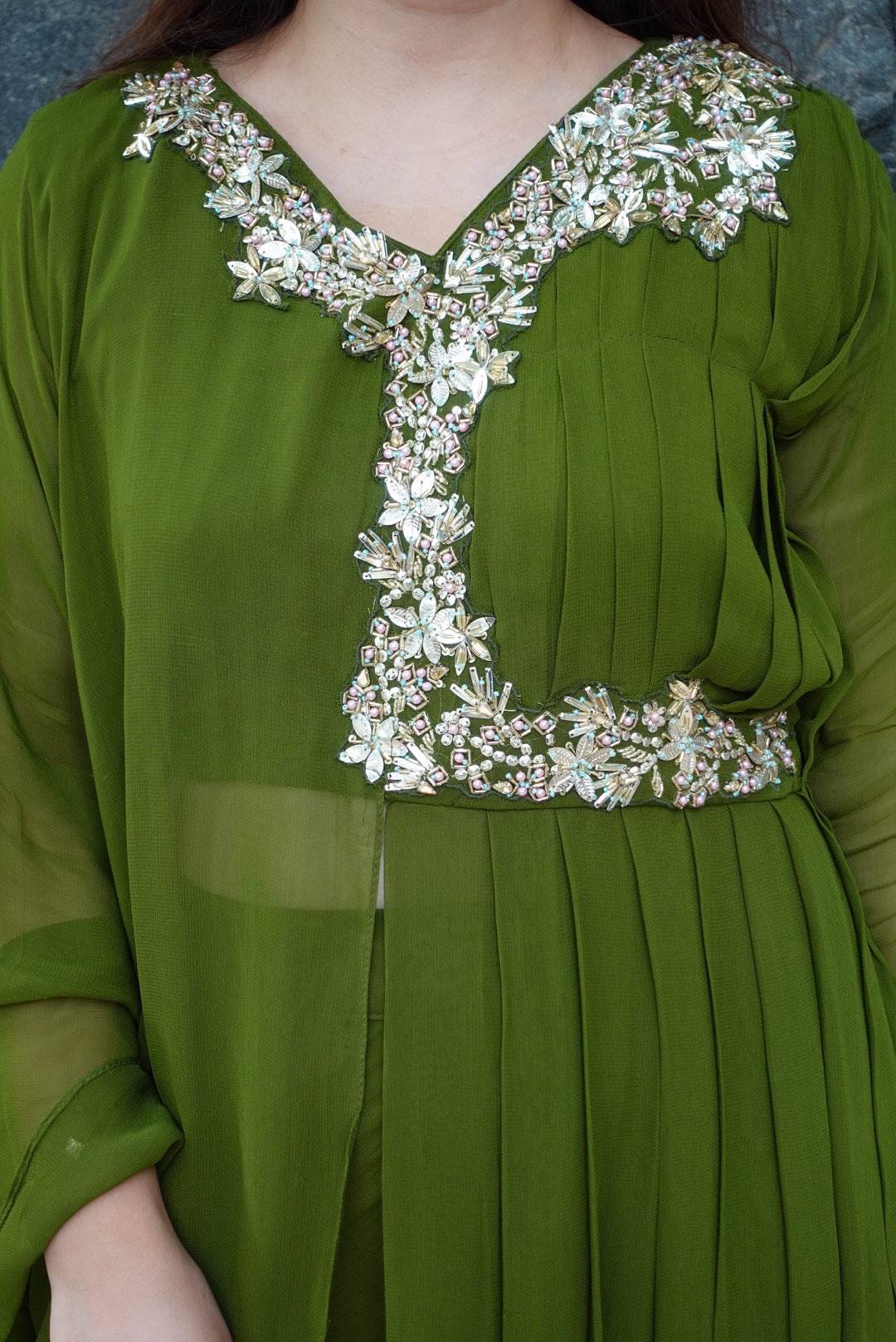 Heera Green Embriodered Dhoti Set