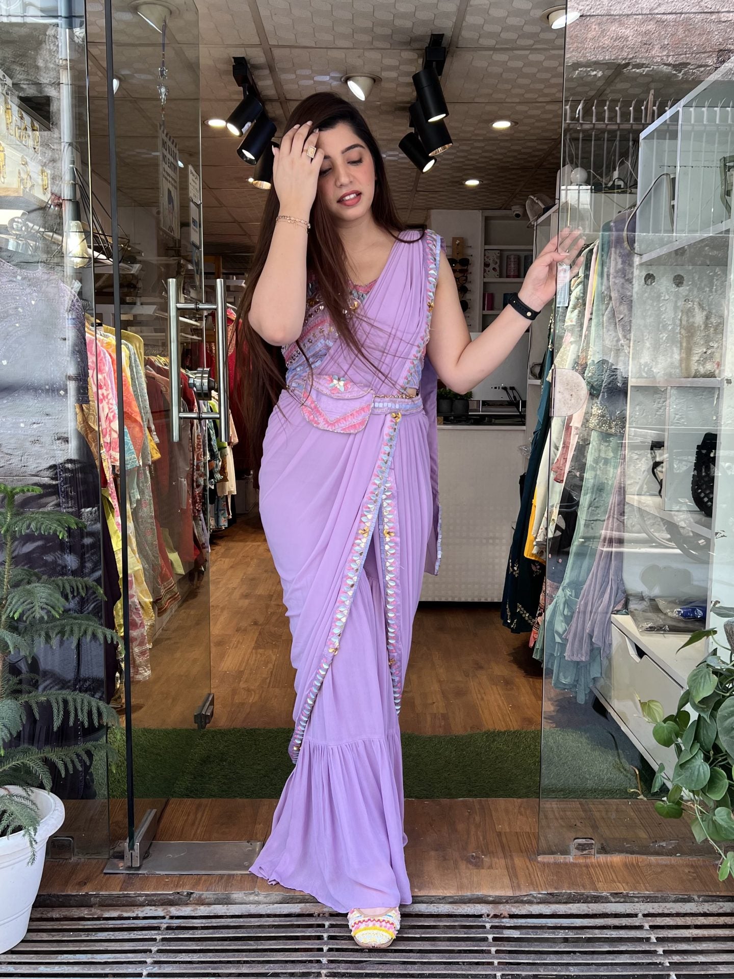 Mukti Embriodered Drape Saree With Sharara