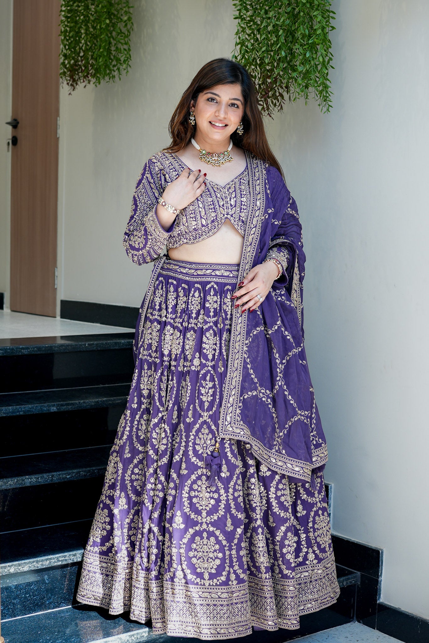 Vasya Purple Thread Embriodered Lehenga