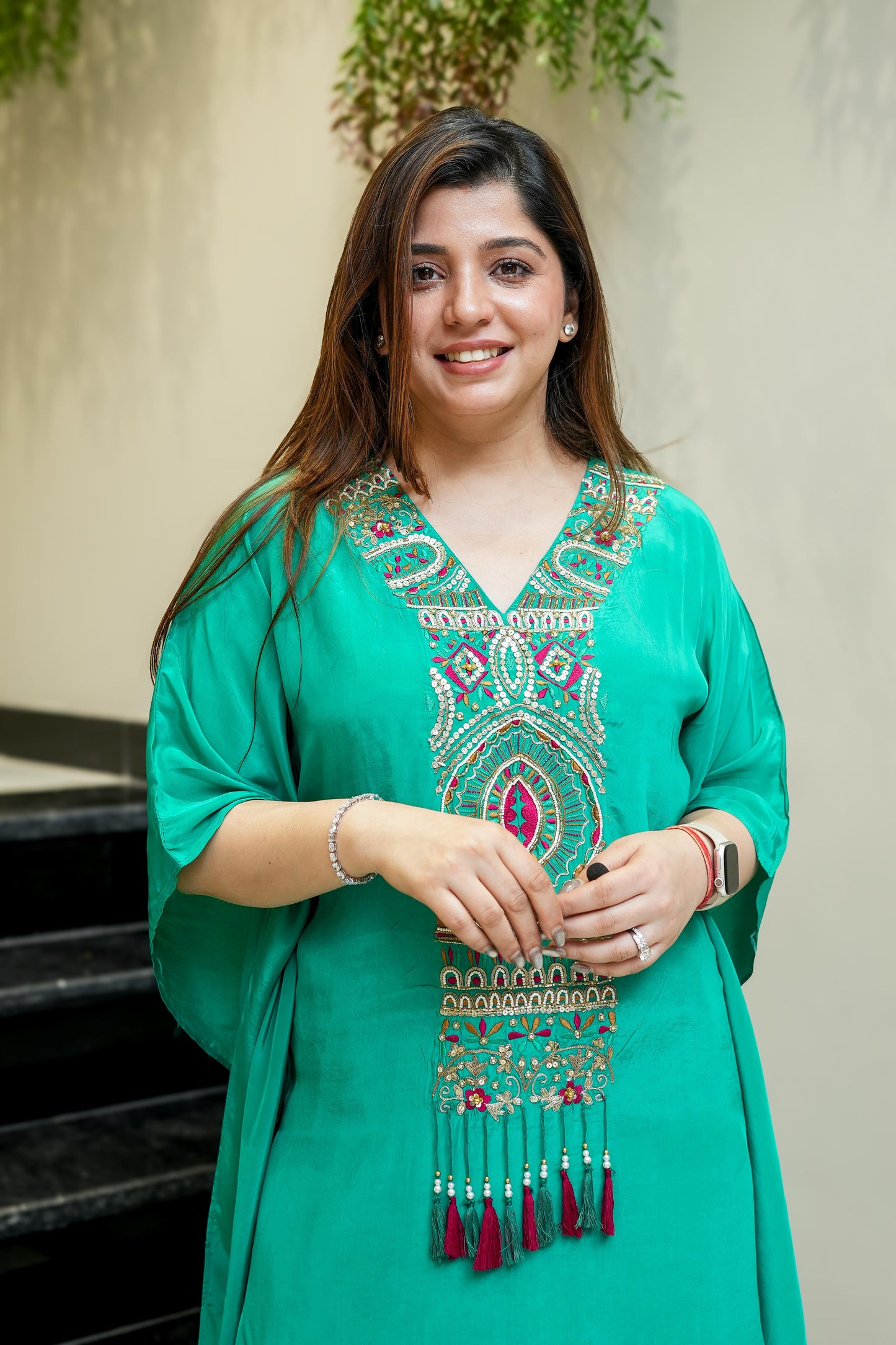 Behma Green Kaftan With Tulip Pants
