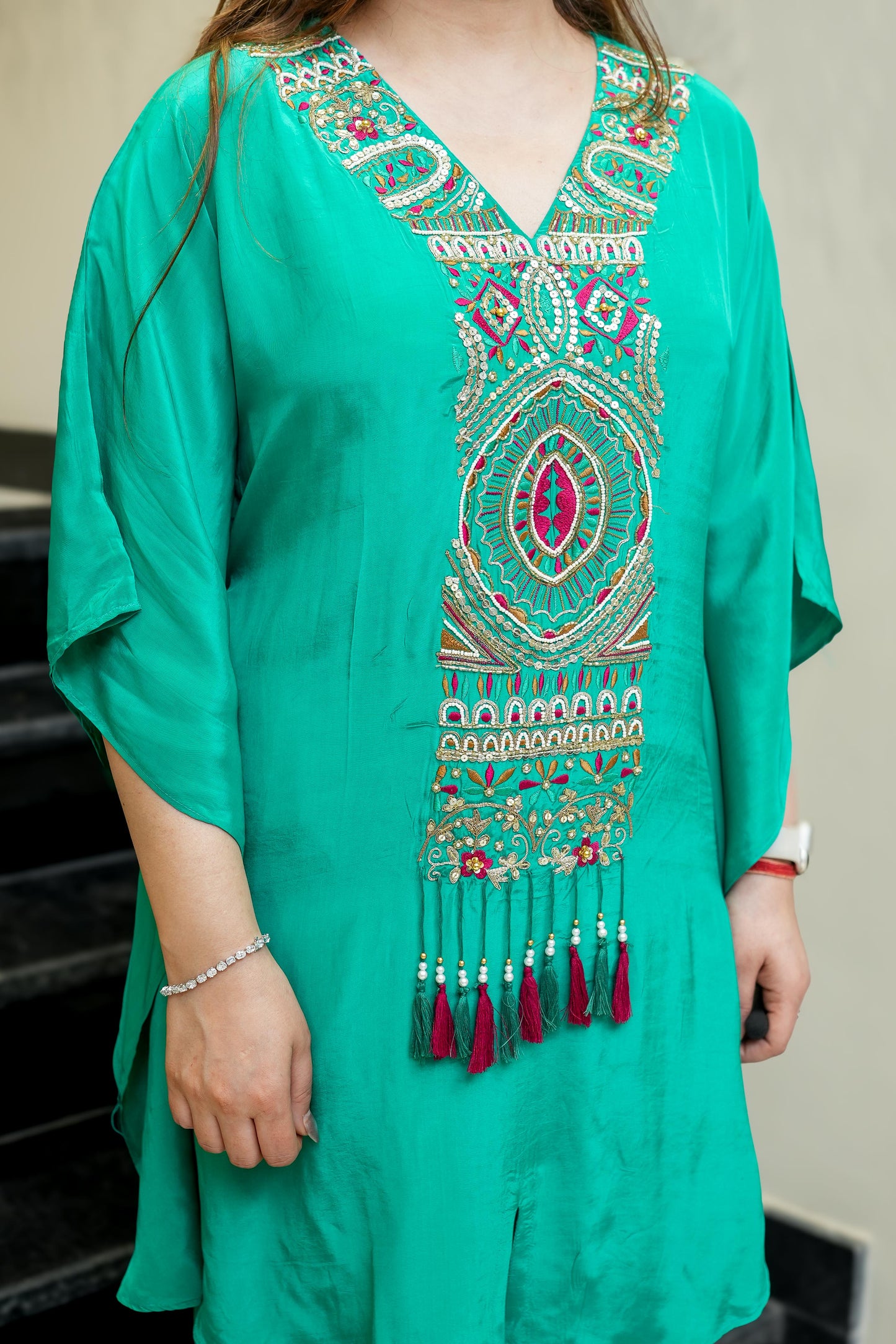 Behma Green Kaftan With Tulip Pants