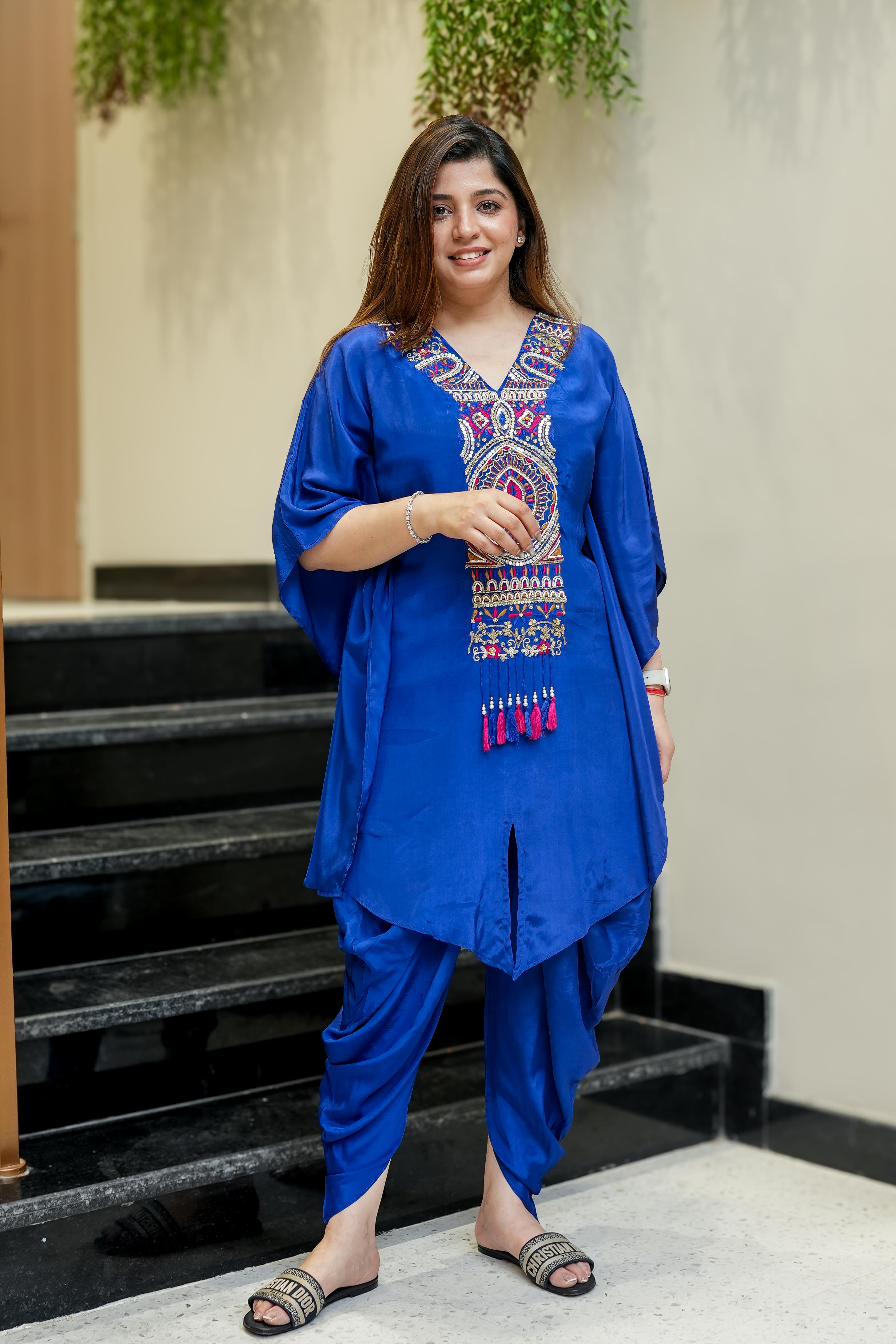Behma Blue Kaftan With Tulip Pants