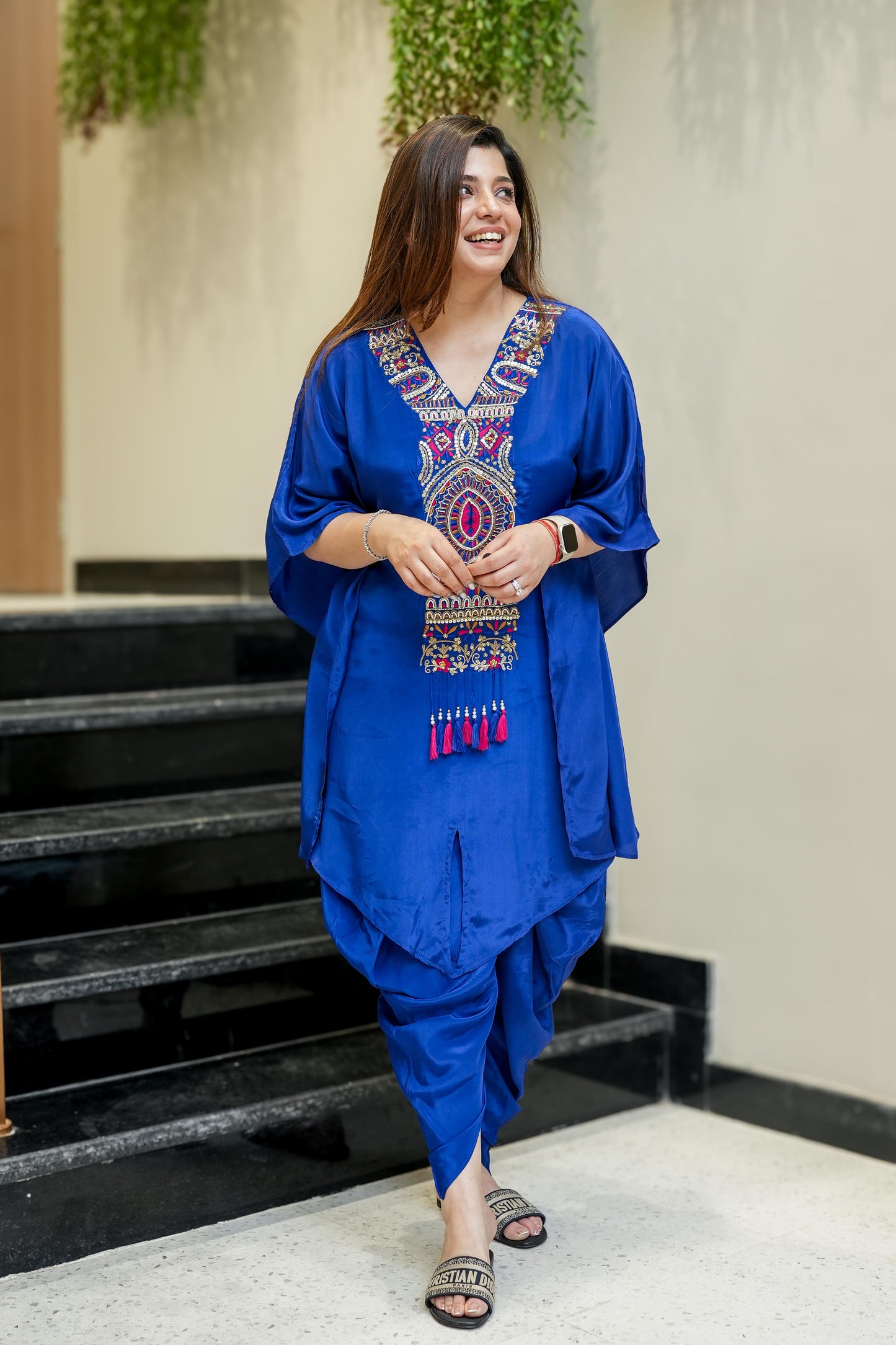 Behma Blue Kaftan With Tulip Pants