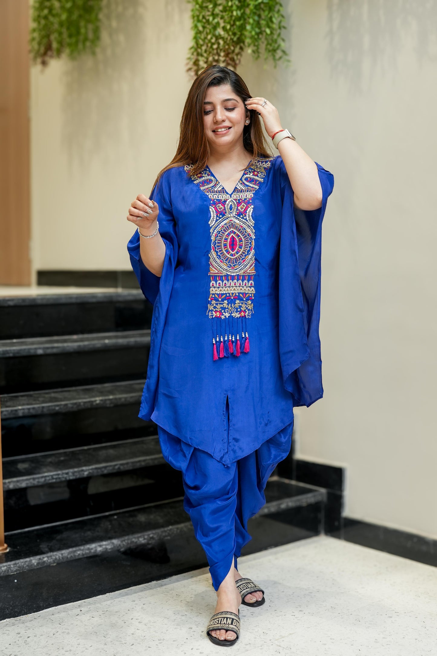 Behma Blue Kaftan With Tulip Pants