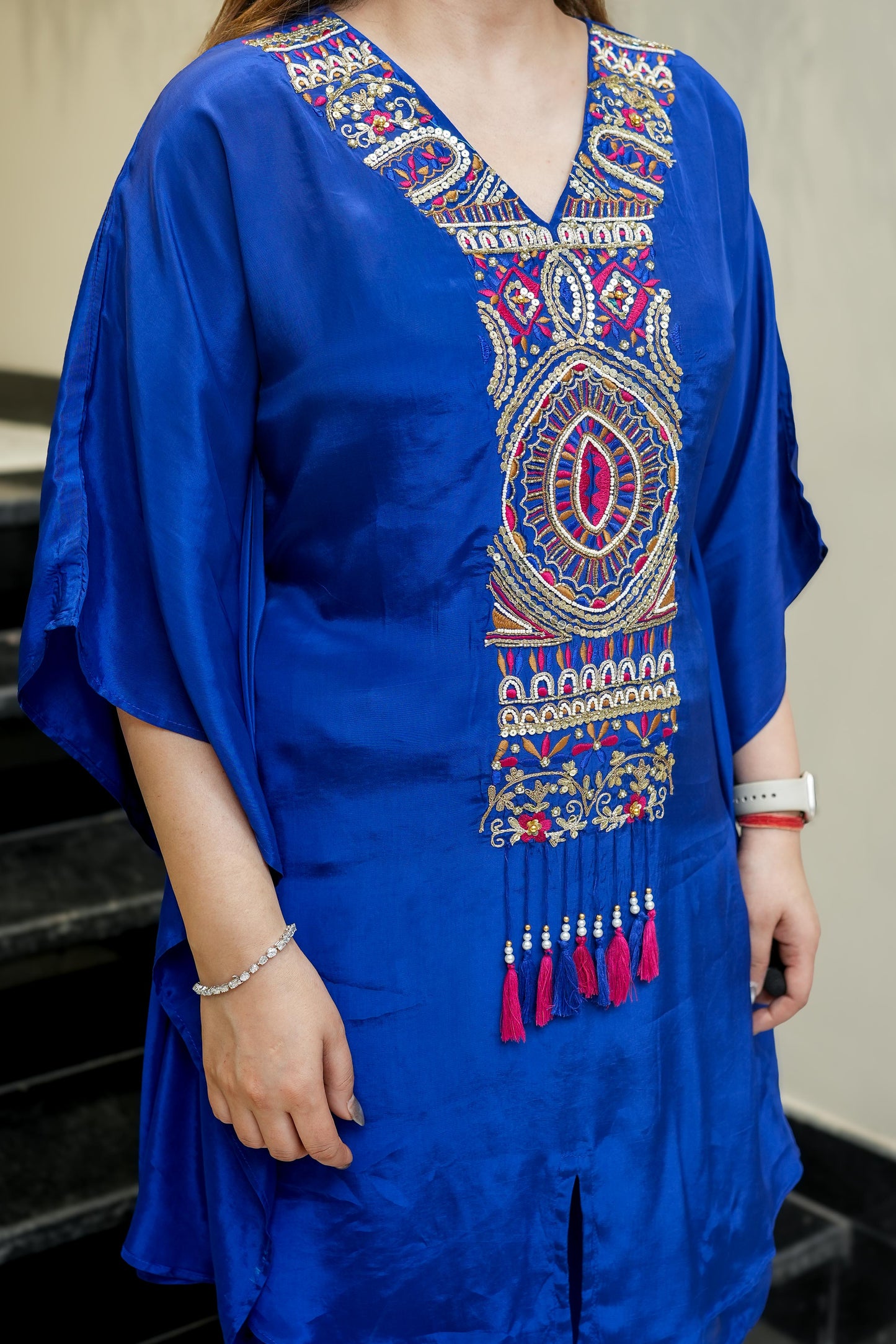 Behma Blue Kaftan With Tulip Pants