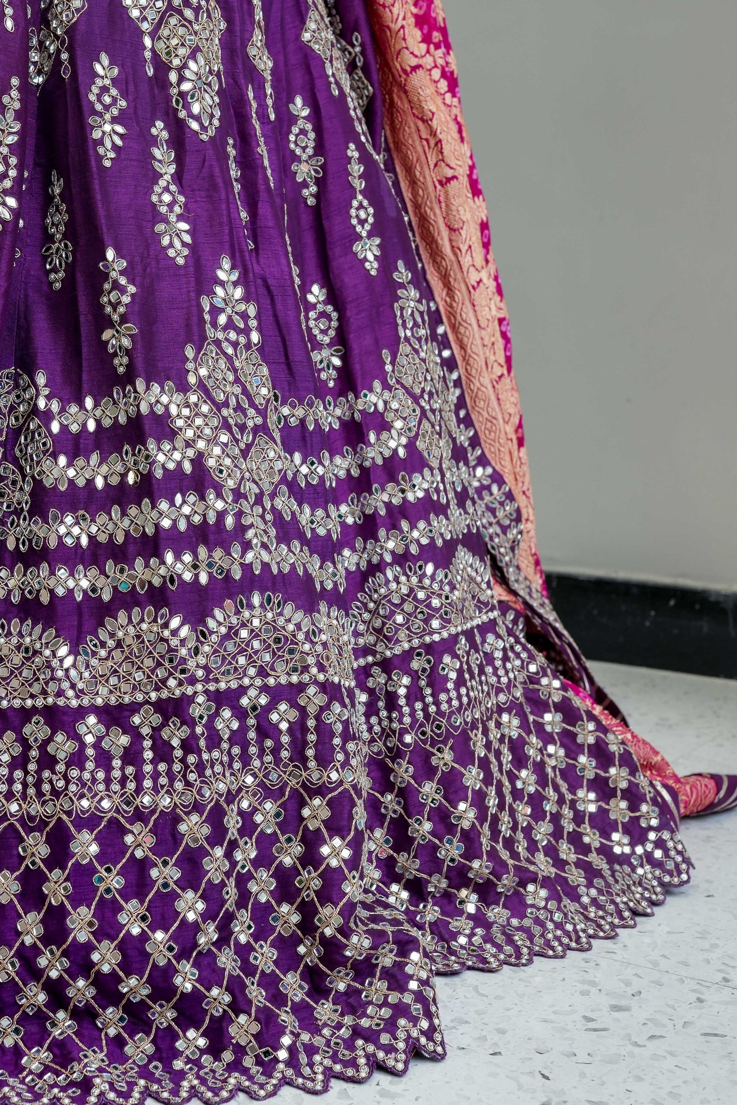 Luxe Purple Mirror Work Lehenga