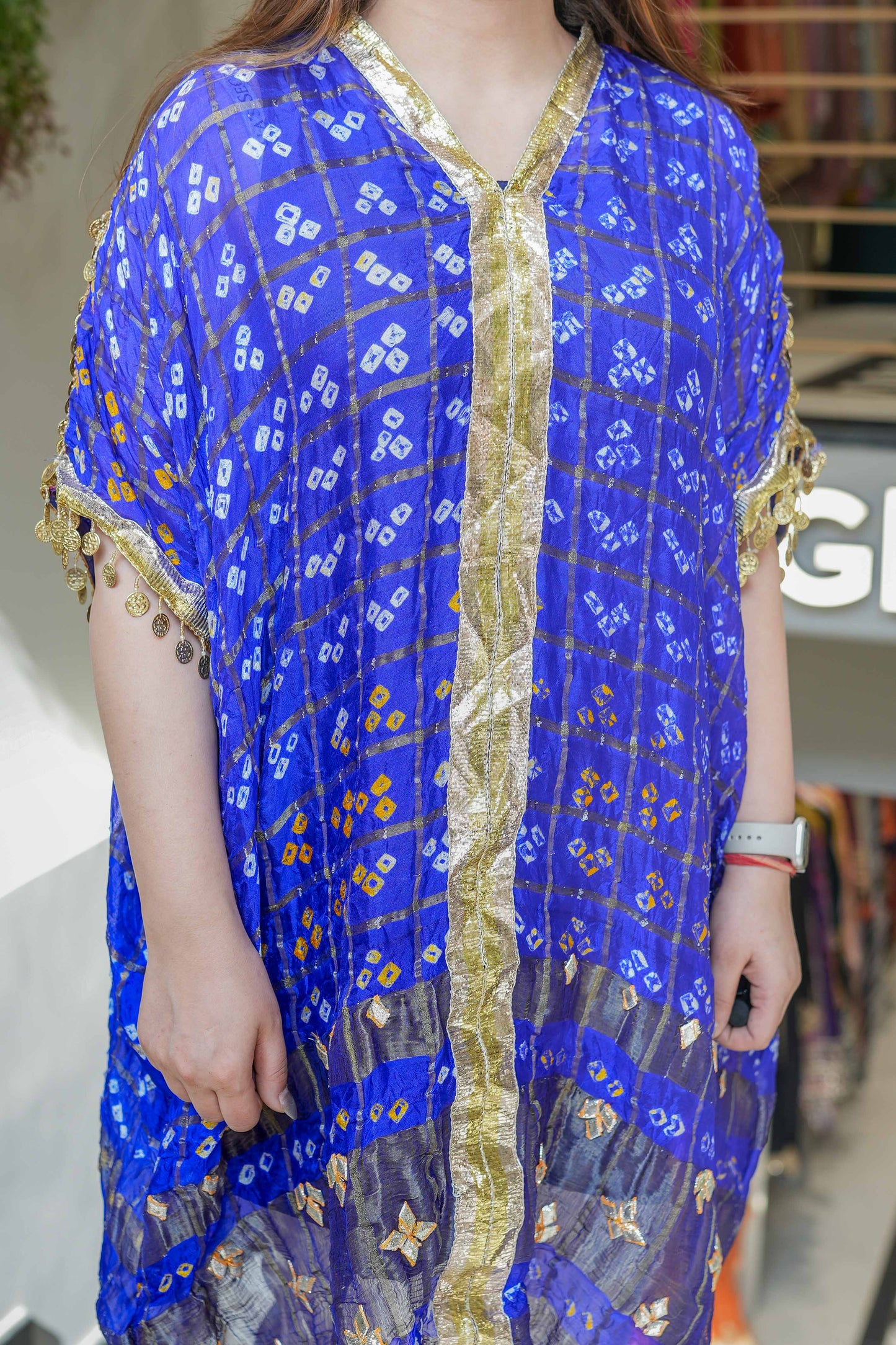 Sameen Blue Gotta Detailing Bandhani Print Set