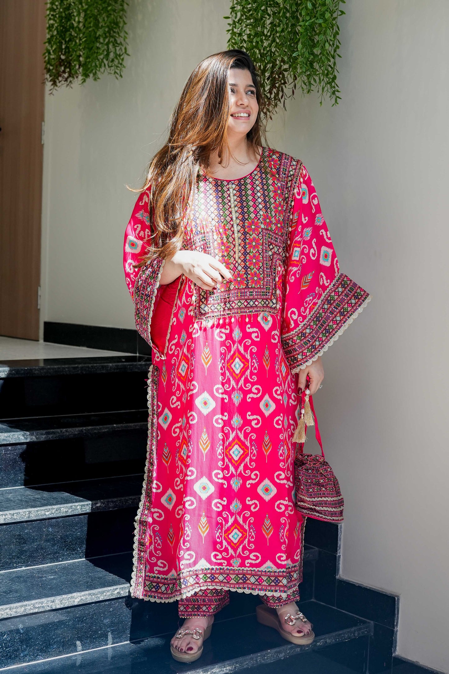 Amaira Pink Printed Chogha Set