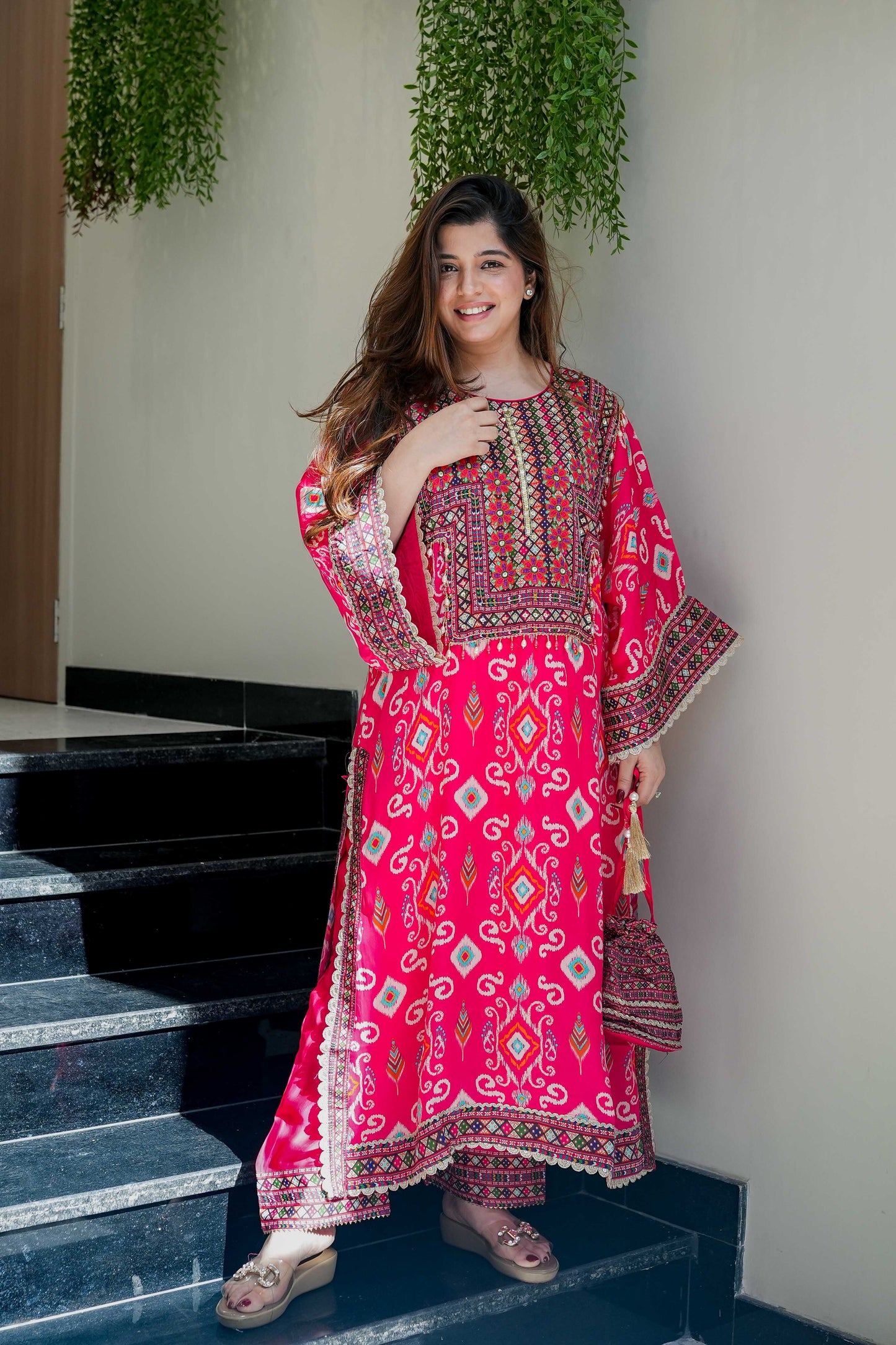 Amaira Pink Printed Chogha Set