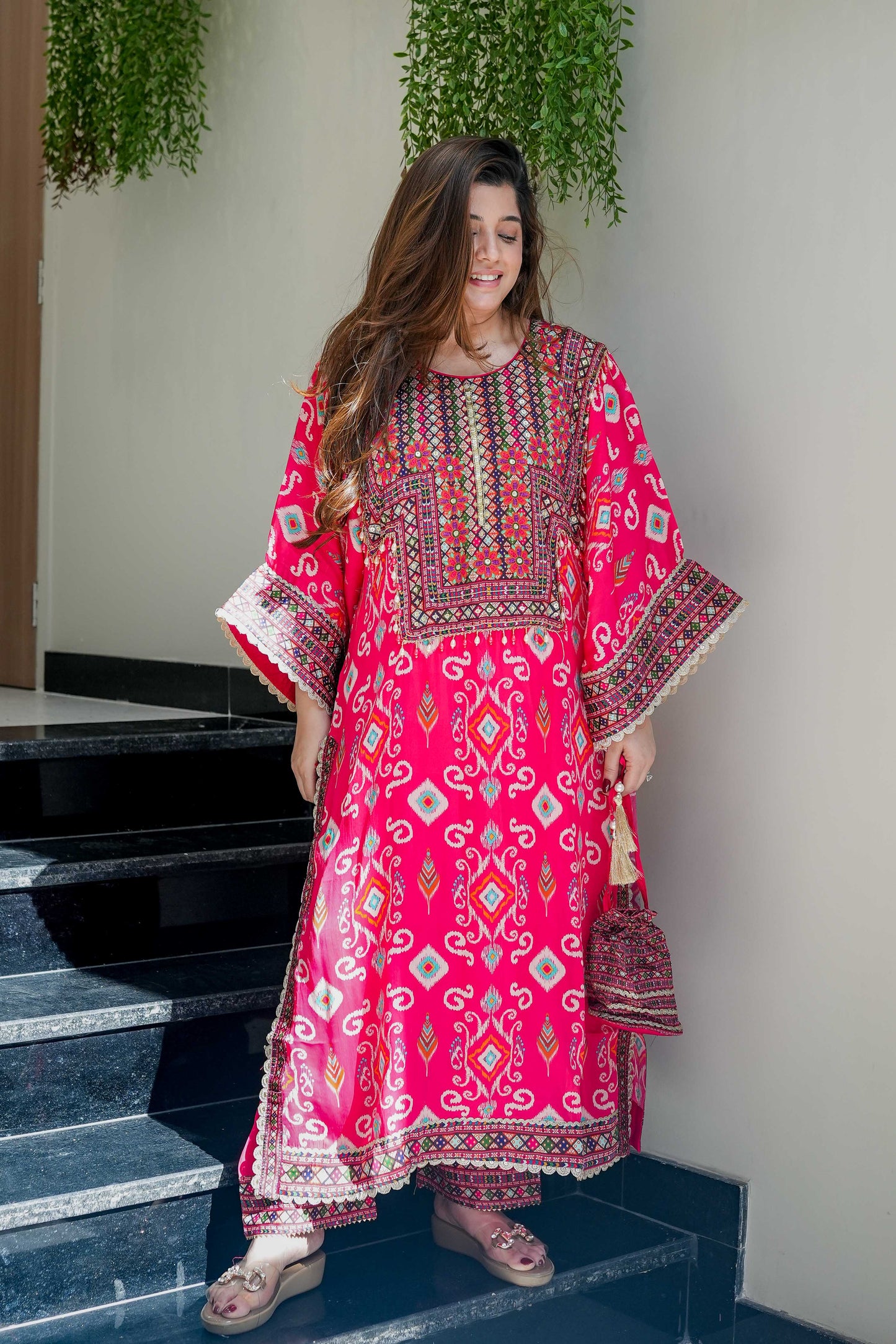 Amaira Pink Printed Chogha Set