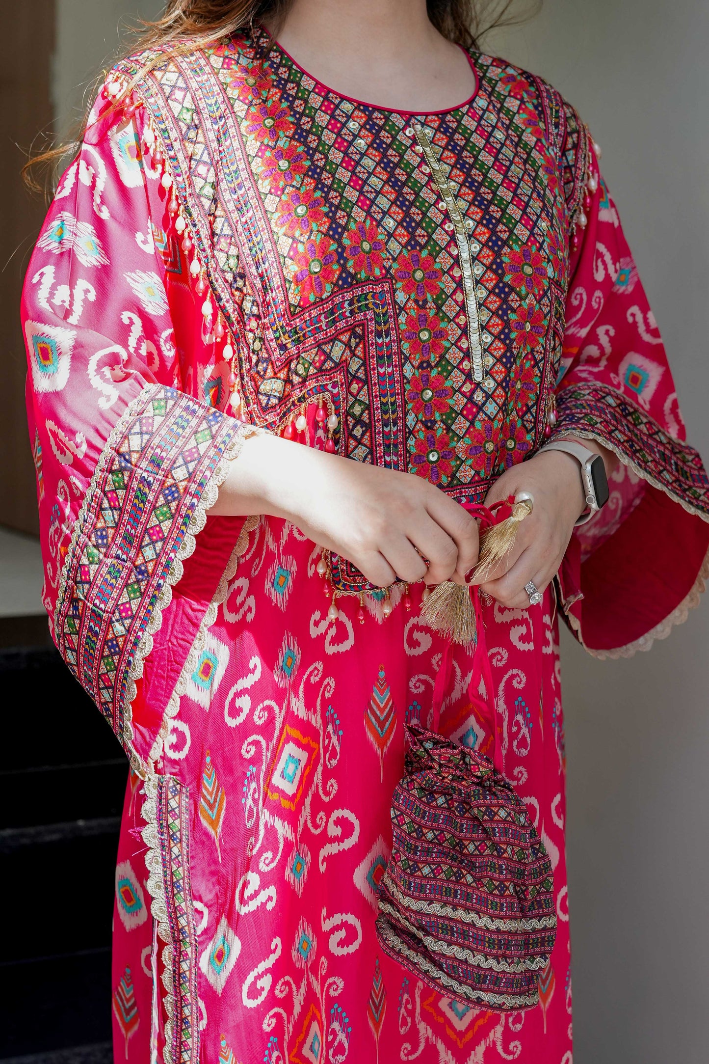 Amaira Pink Printed Chogha Set