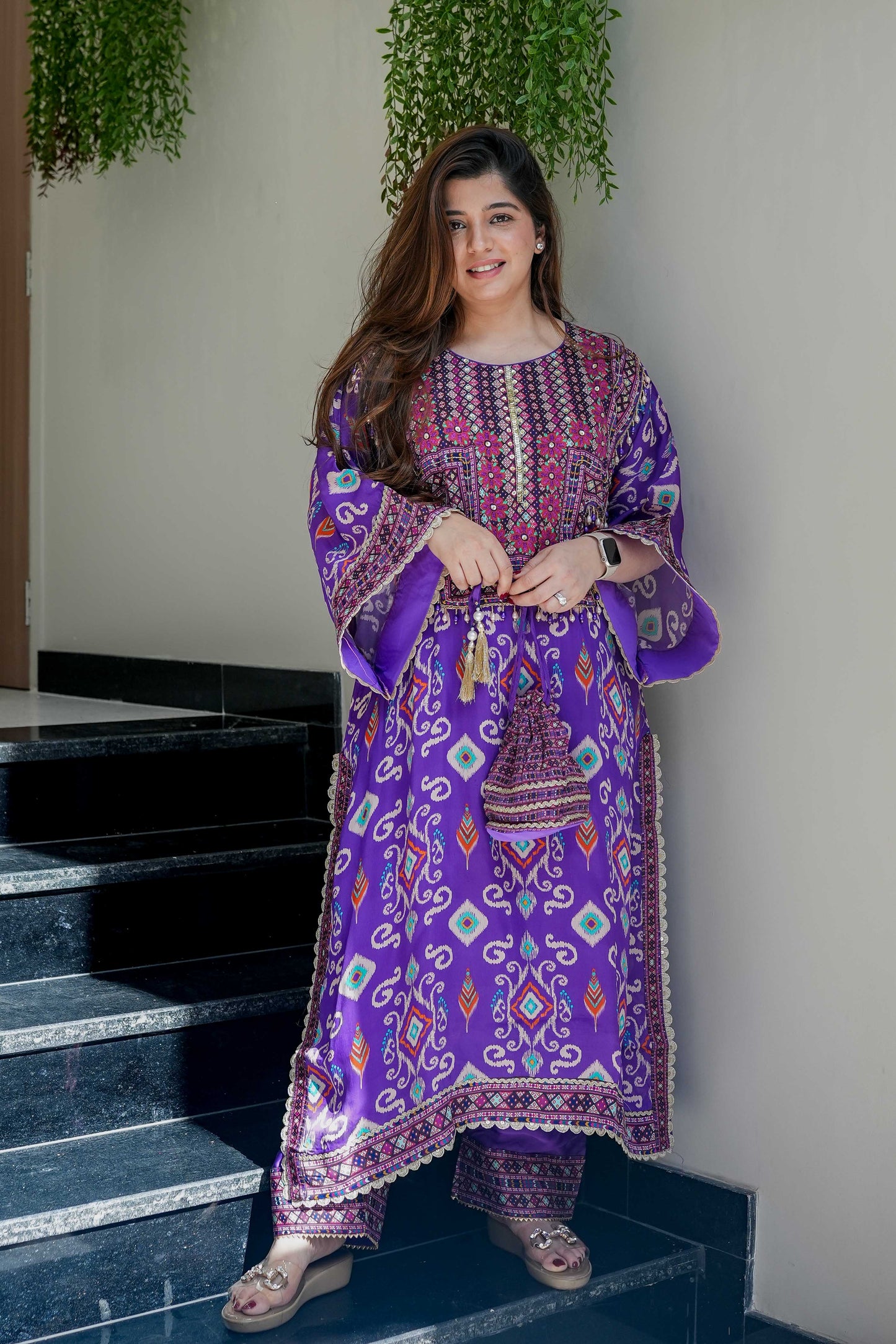 Amaira Purple Printed Chogha Set