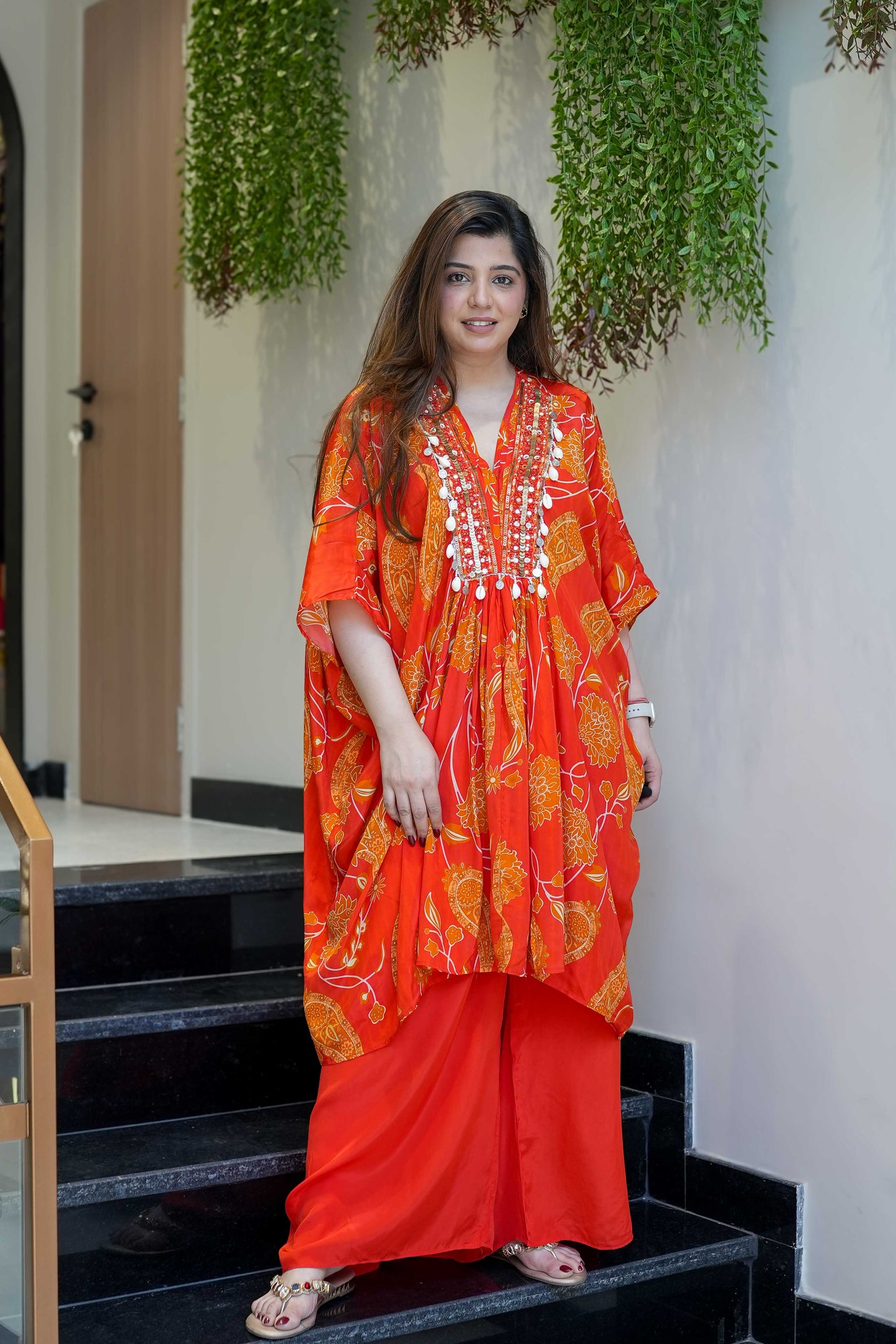 Sajda Floral Printed Co ord Set with Neck Detailing