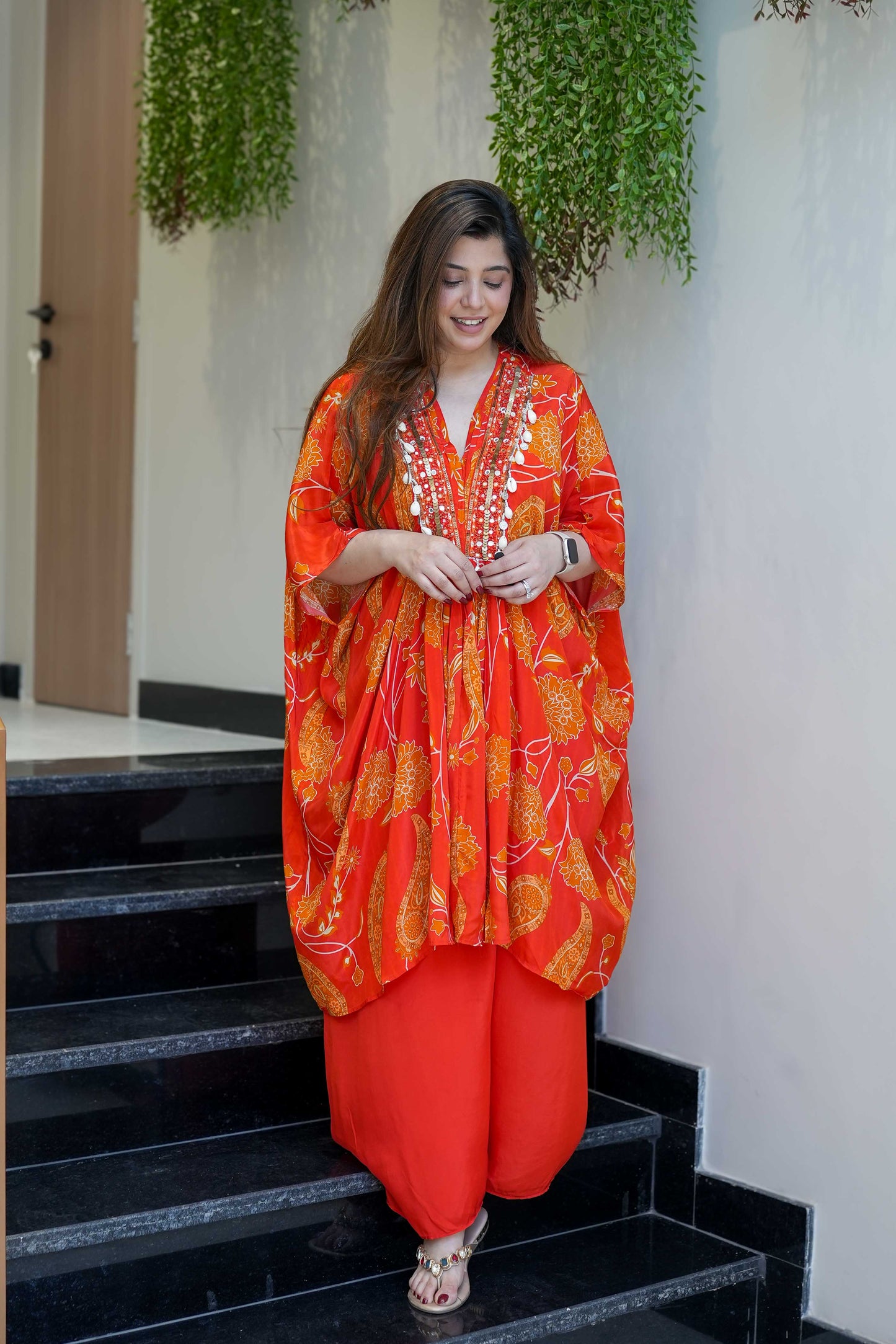 Sajda Floral Printed Co ord Set with Neck Detailing