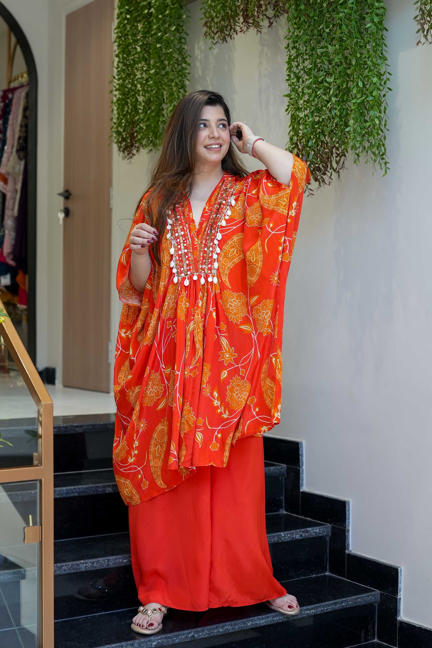 Sajda Floral Printed Co ord Set with Neck Detailing