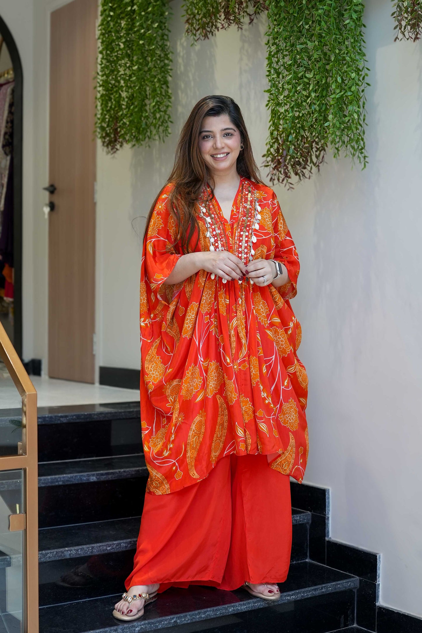 Sajda Floral Printed Co ord Set with Neck Detailing