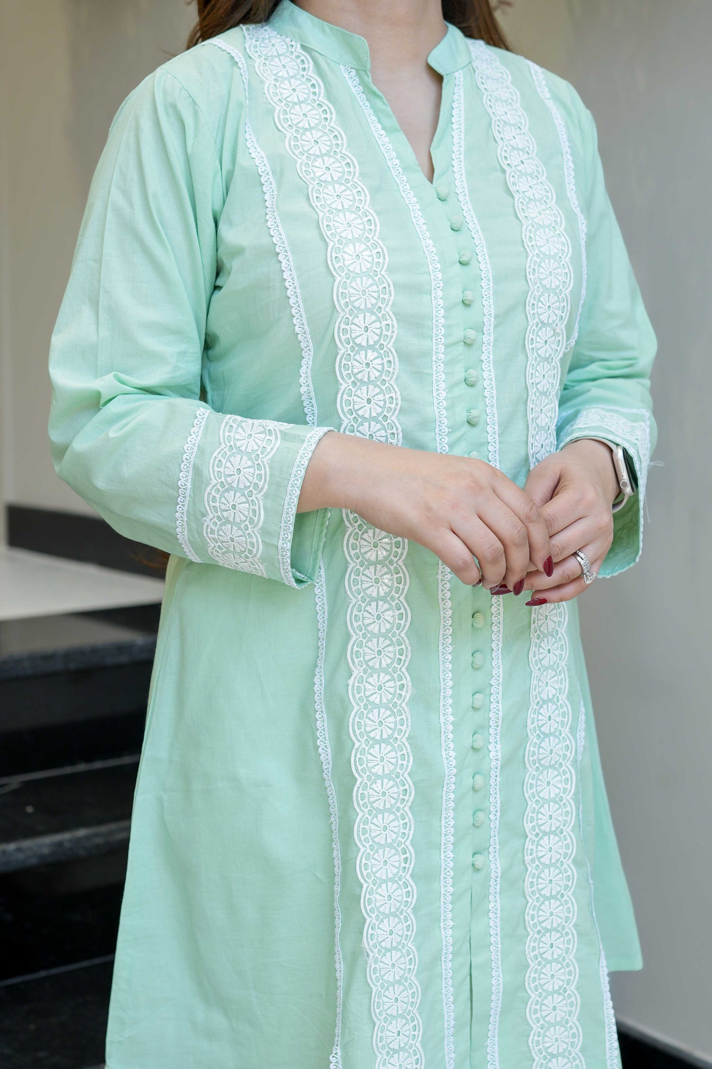 Ayna Green Lace Detailing Co ord Set