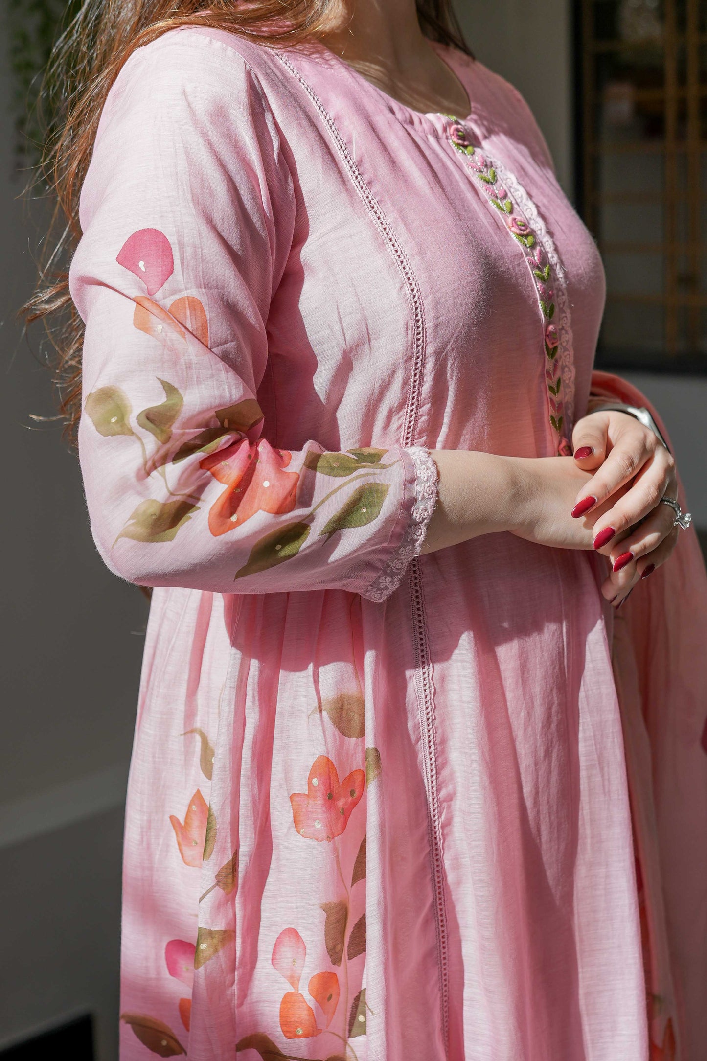 Laila Floral Hand Painted Anarkali Suit Set