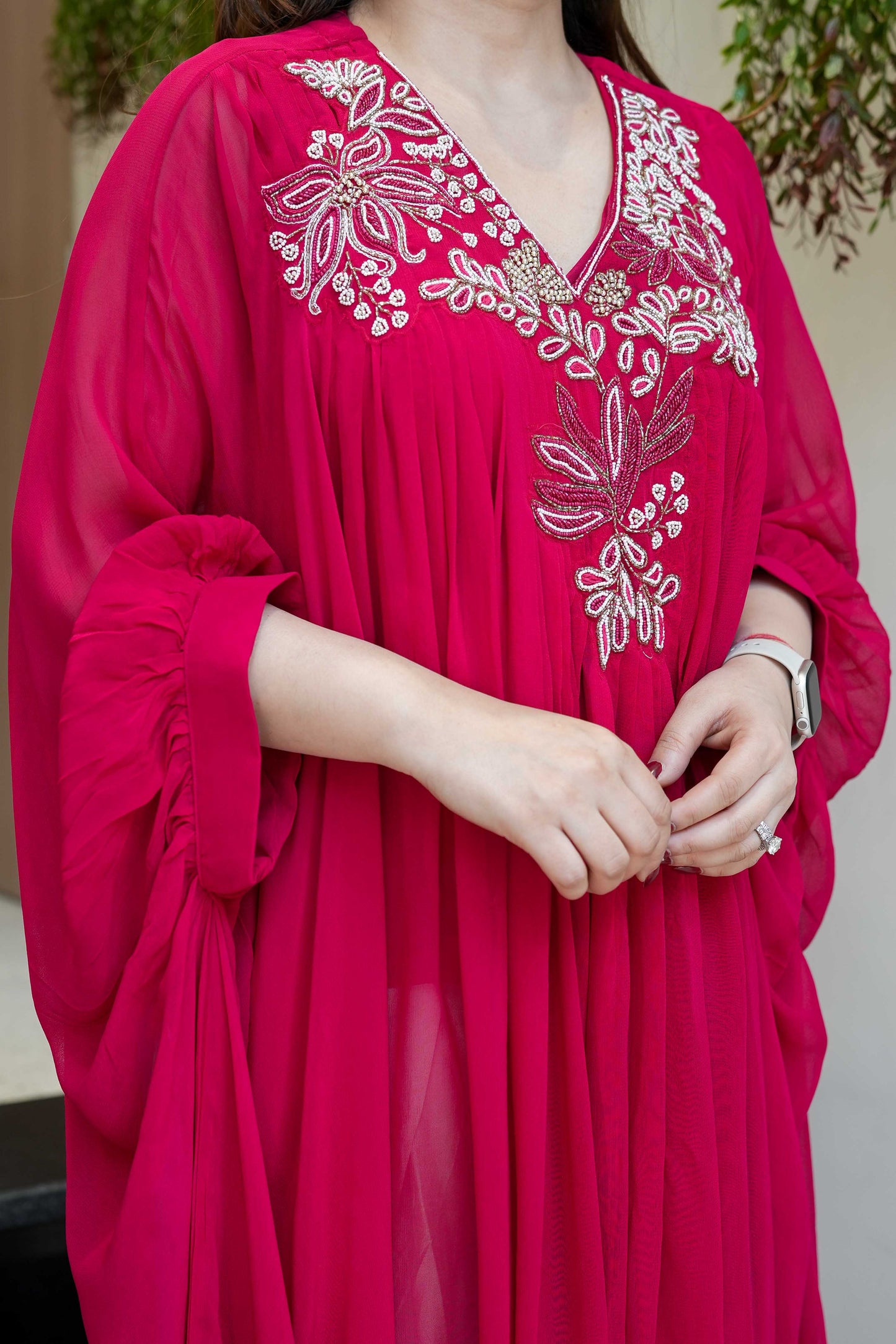 Rehem Hot Pink Embroidered Dhoti Set