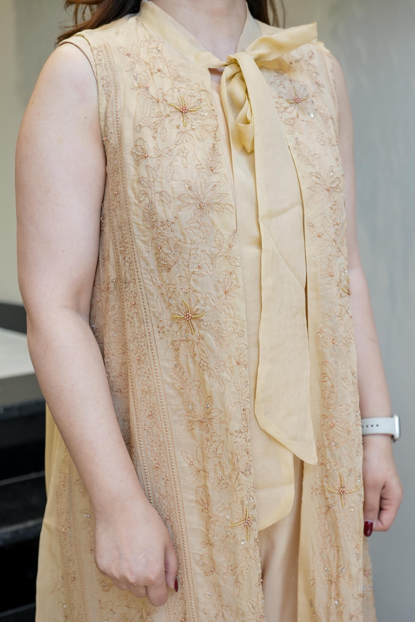 Rehm Beige Thread Embroidered Co ord Sets