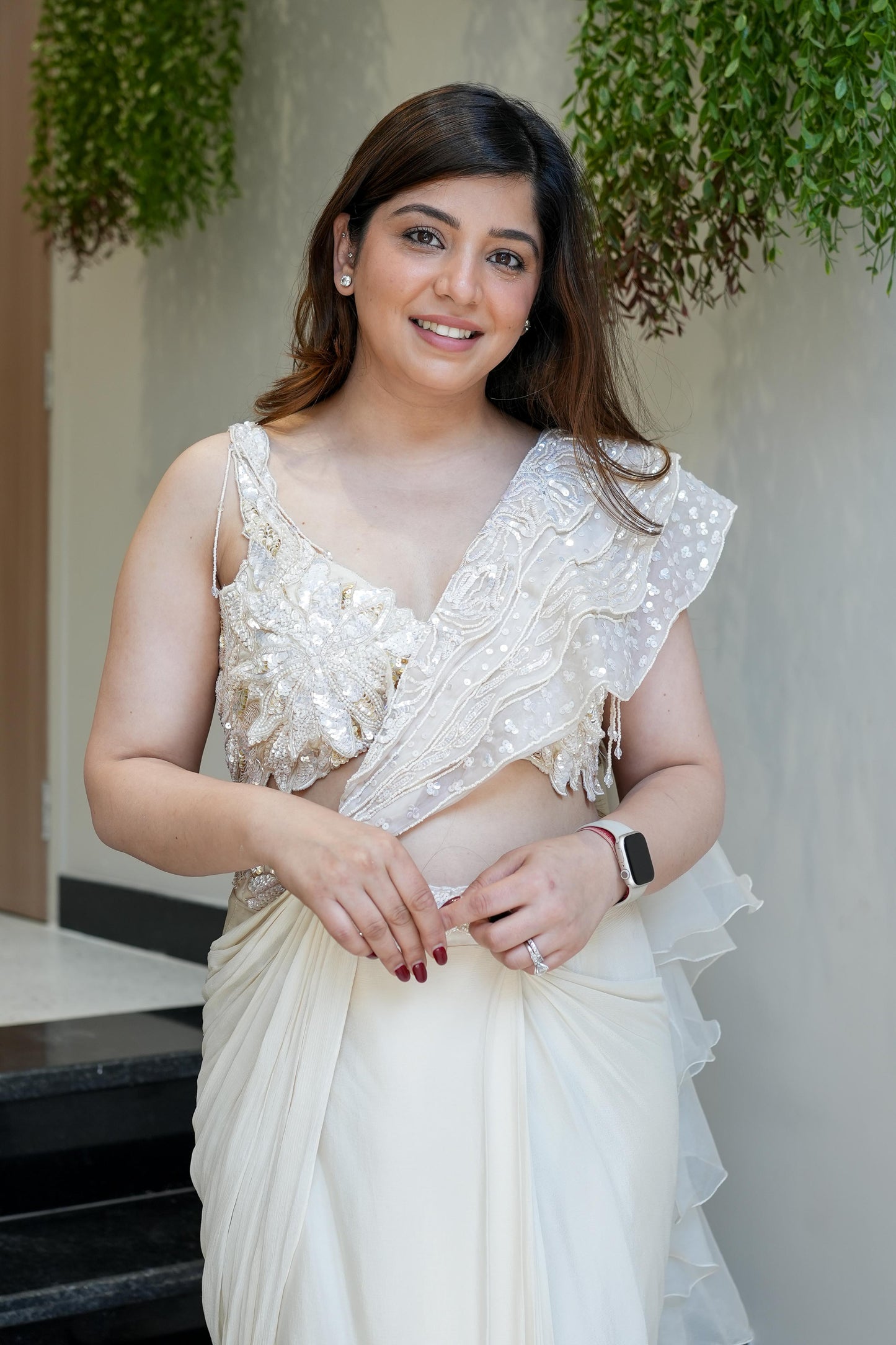 Farzana White Drape Saree