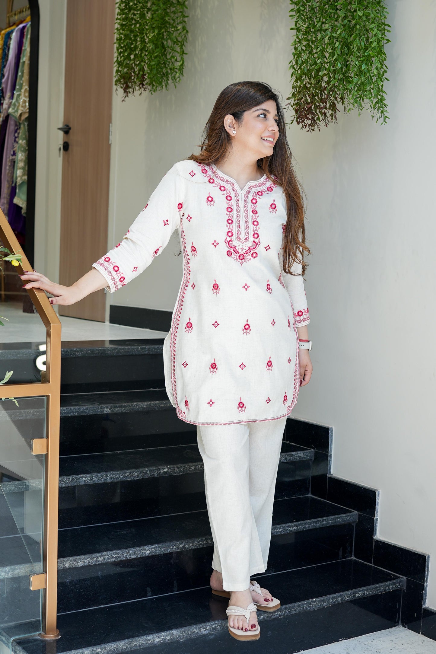 Aadhya Red Thread Detailing Co ord Sets