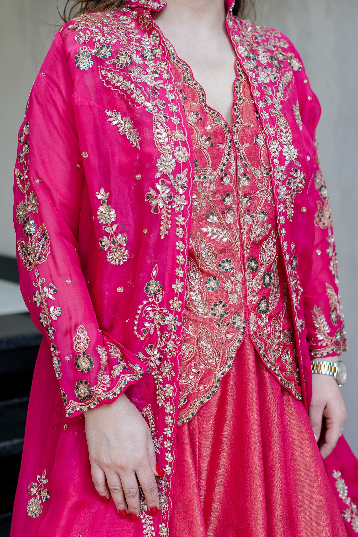 Ruwi Hand Embroidered Lehenga with Cape