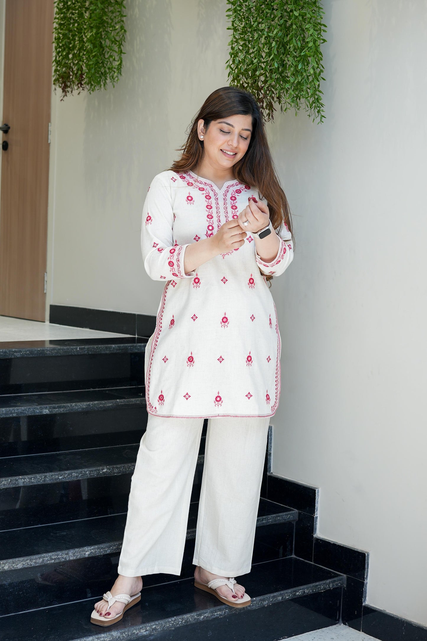 Aadhya Red Thread Detailing Co ord Sets