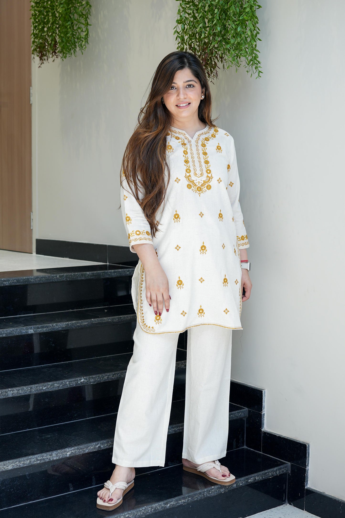 Aadhya Yellow Thread Detailing Co ord Sets