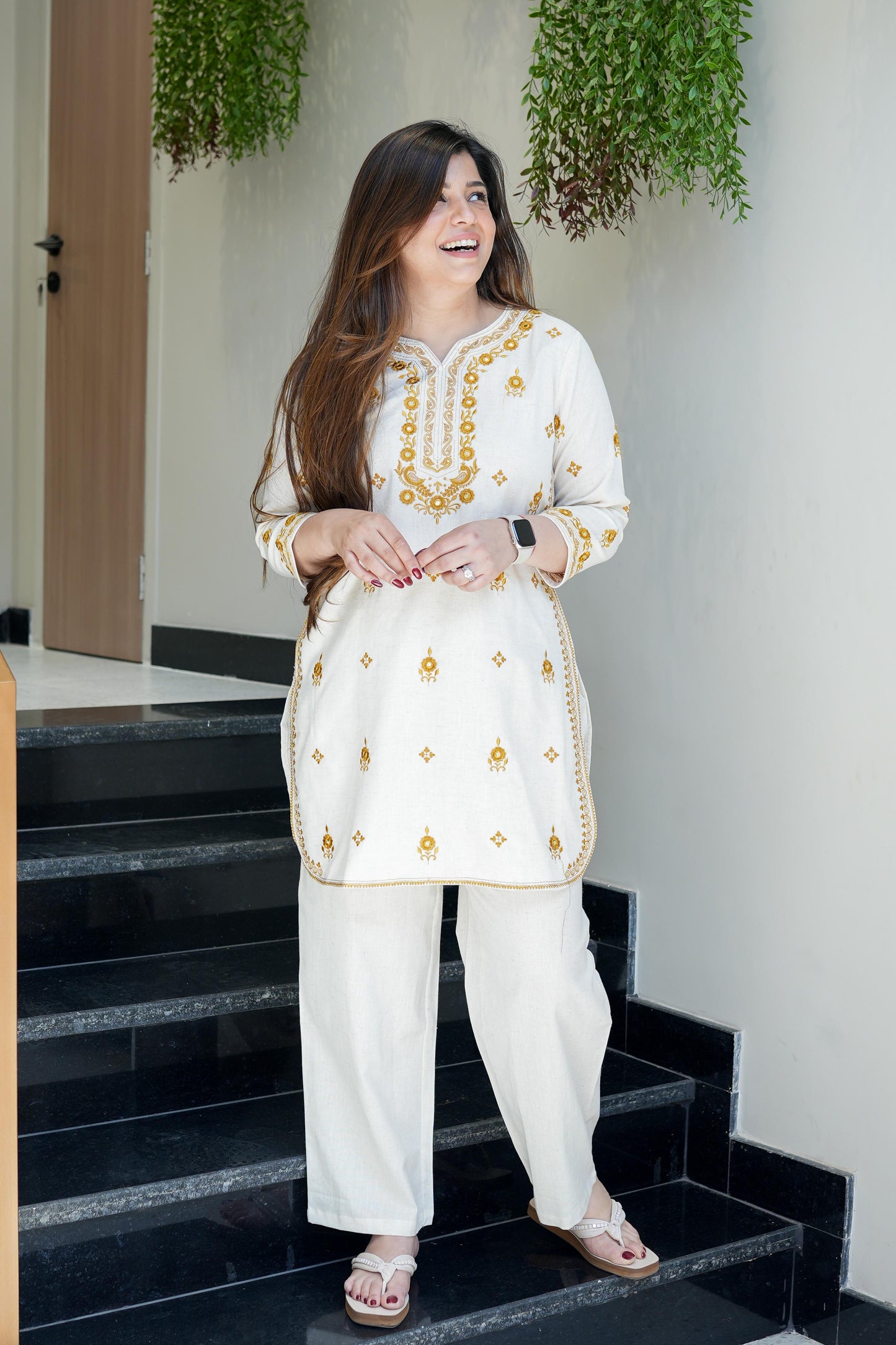 Aadhya Yellow Thread Detailing Co ord Sets
