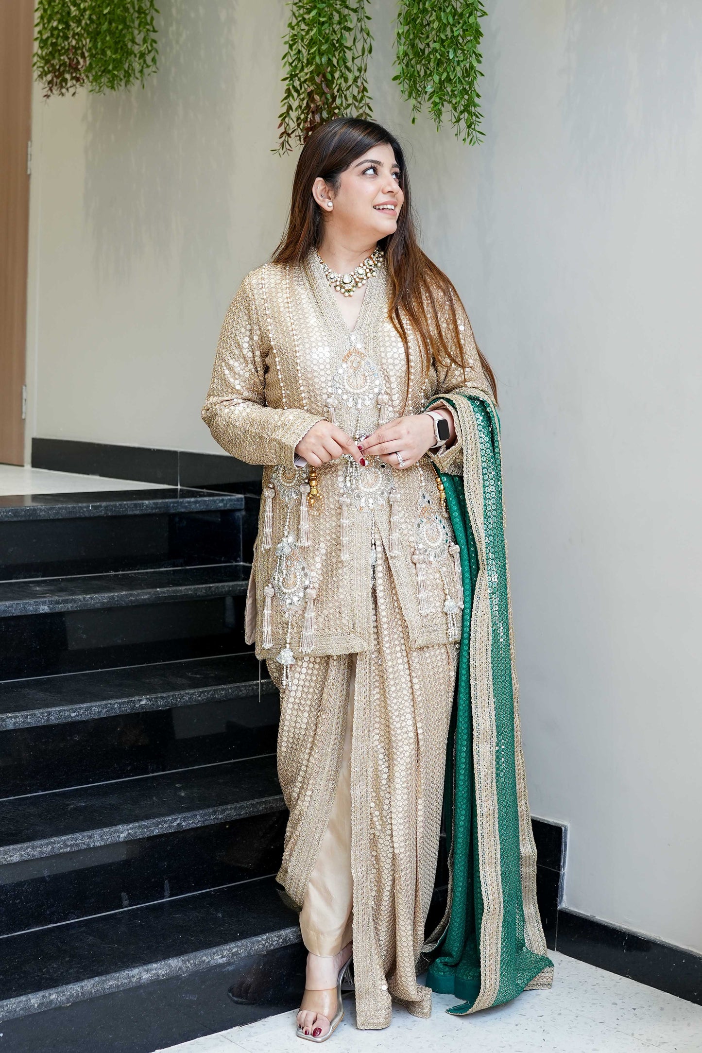 Aqsa Golden Luxe Suit Set