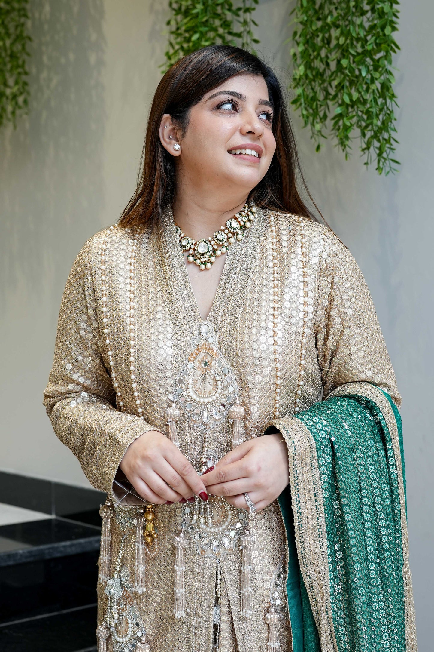 Aqsa Golden Luxe Suit Set