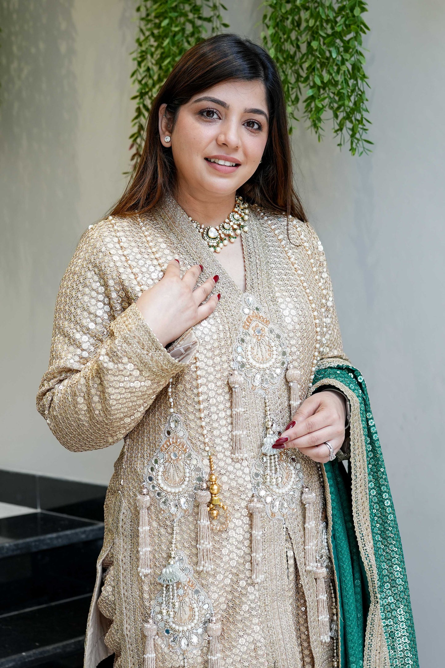Aqsa Golden Luxe Suit Set