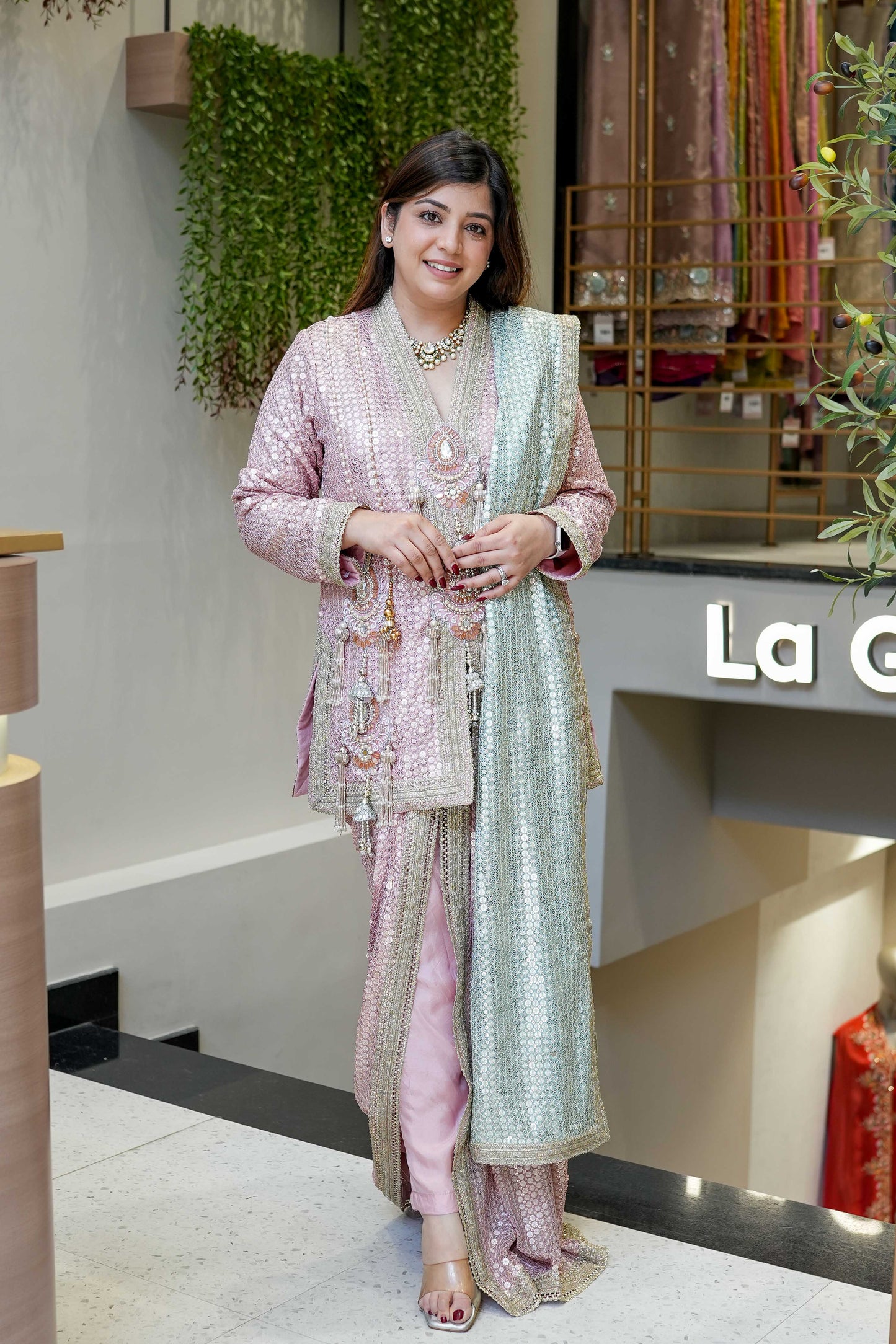 Aqsa Pink Luxe Suit Set