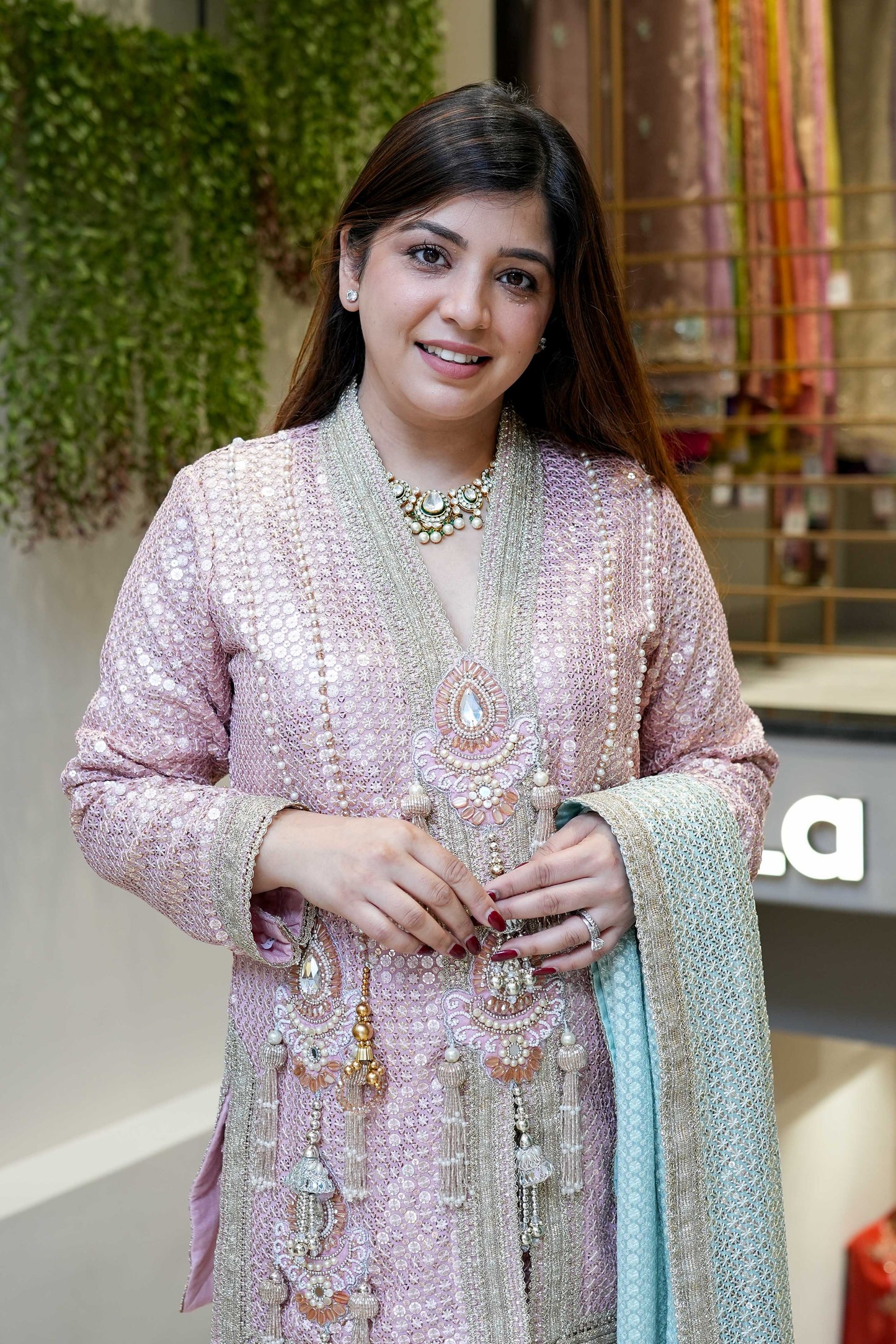 Aqsa Pink Luxe Suit Set