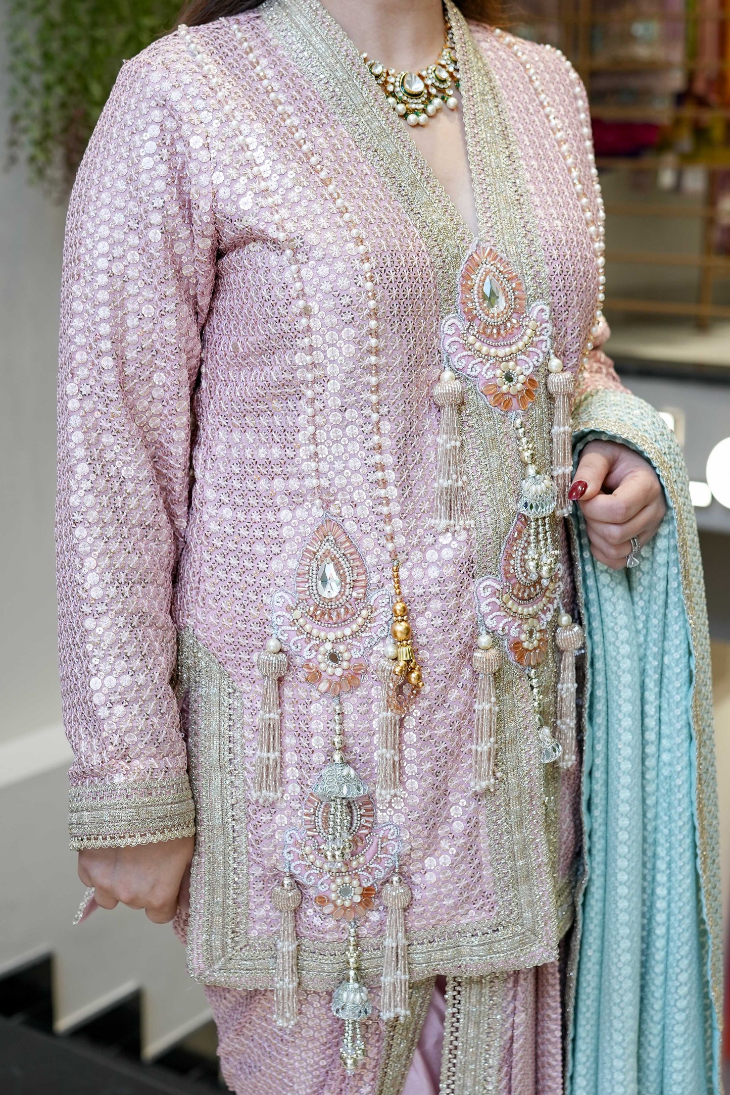 Aqsa Pink Luxe Suit Set