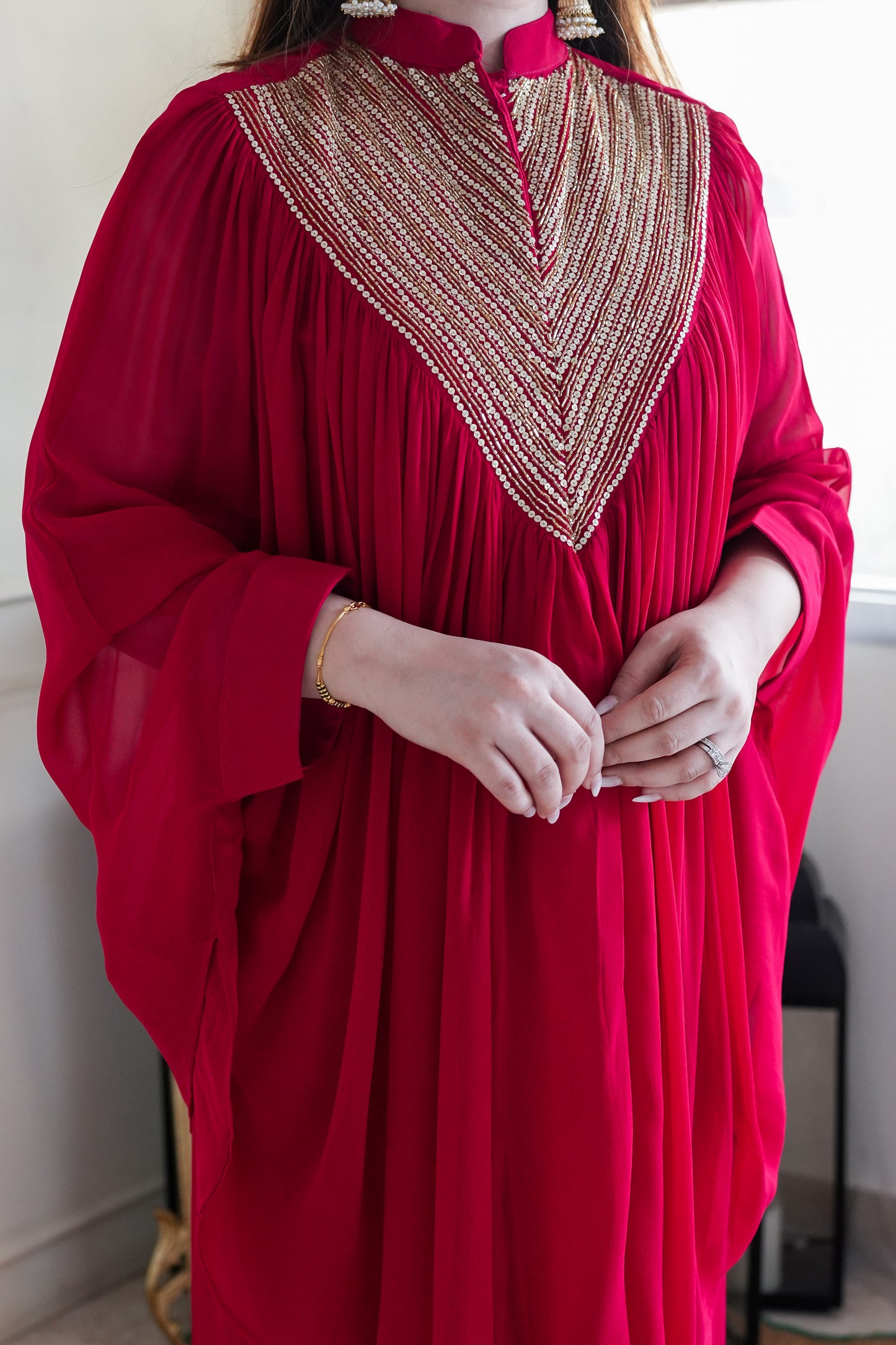 Sumera Red Sequins Work Co ord Set