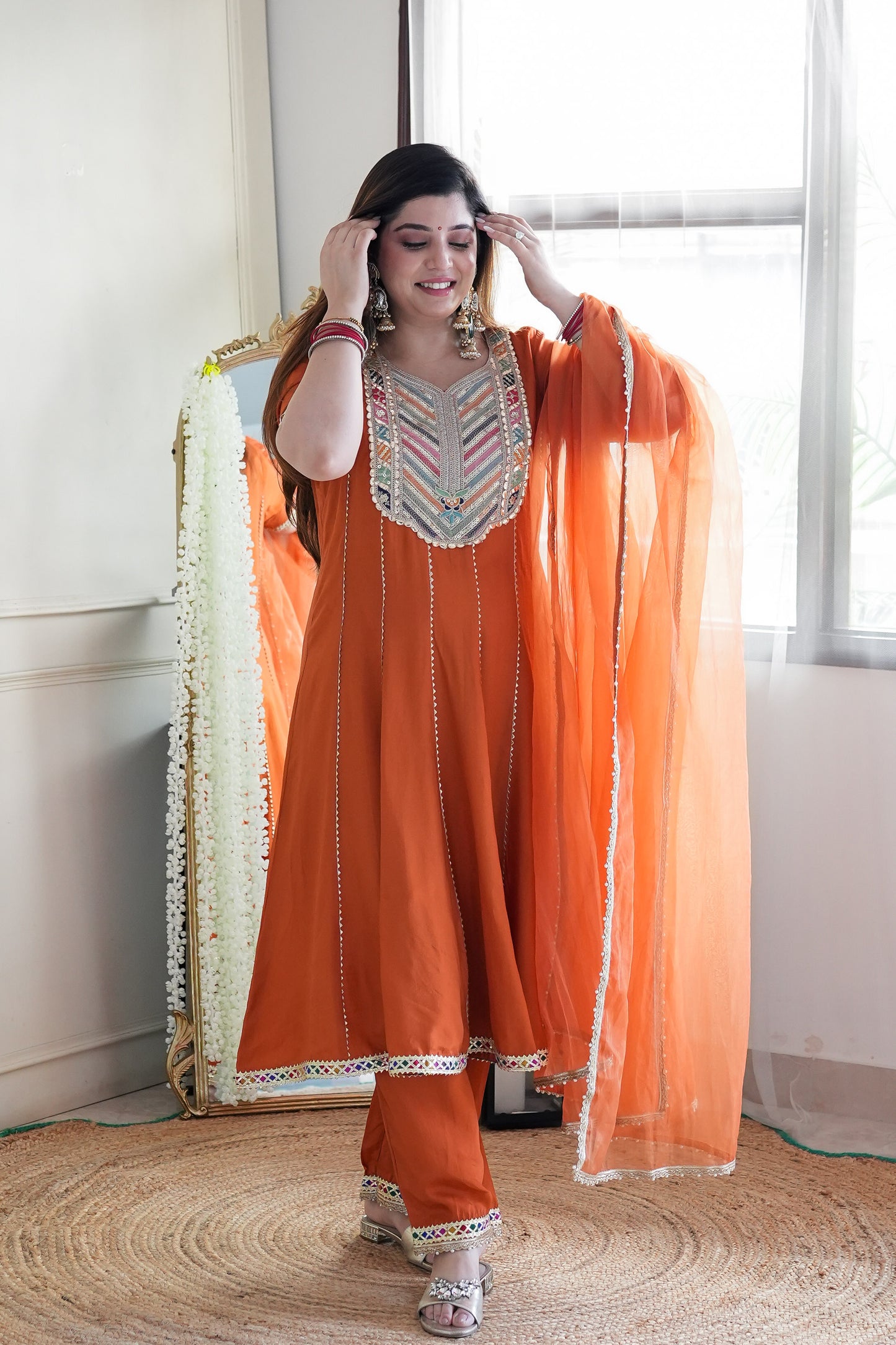 Ziva Gota Lace Detailing Anarkali Set
